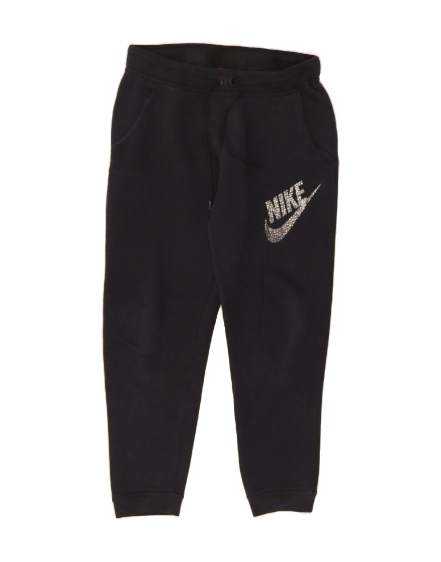 NIKE Womens Graphic Tracksuit Trousers Joggers UK 14 Medium  Black Cotton Vintage Nike and Second-Hand Nike from Messina Hembry