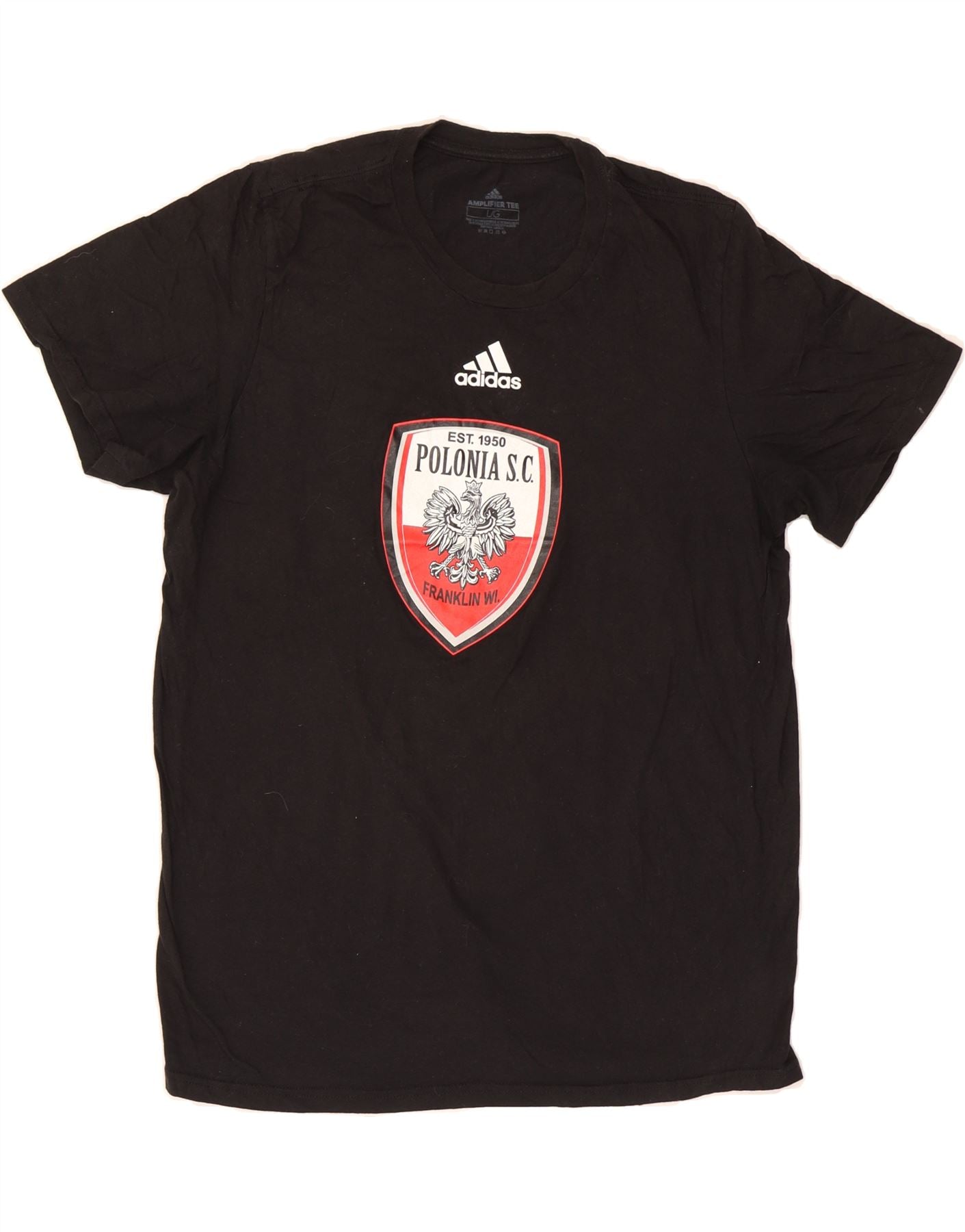 ADIDAS Mens Carter Graphic T-Shirt Top Large Black Cotton Vintage Adidas and Second-Hand Adidas from Messina Hembry