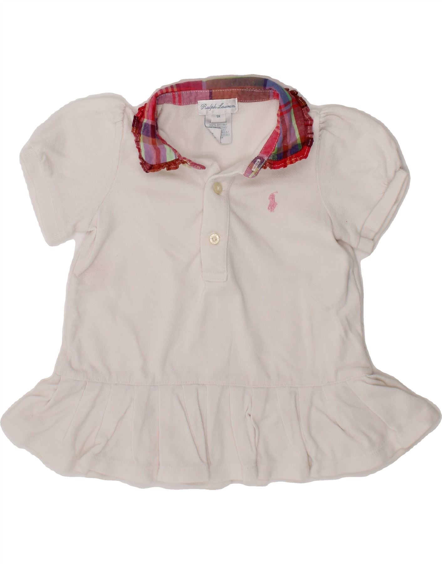 RALPH LAUREN Baby Girls Polo Dress 6-9 Months White Cotton Vintage Ralph Lauren and Second-Hand Ralph Lauren from Messina Hembry