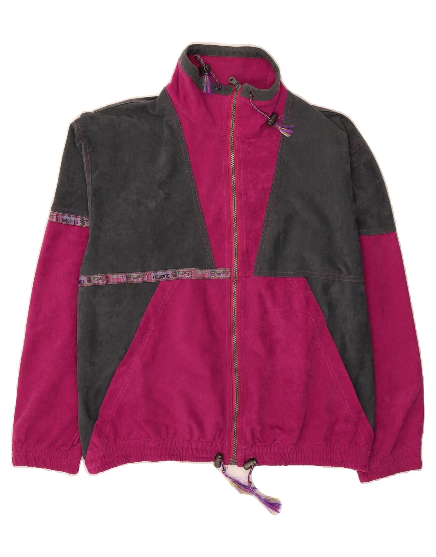 GREAT ESCAPES Womens Tracksuit Top Jacket IT 52 Large Pink Colourblock Vintage Great Escapes and Second-Hand Great Escapes from Messina Hembry