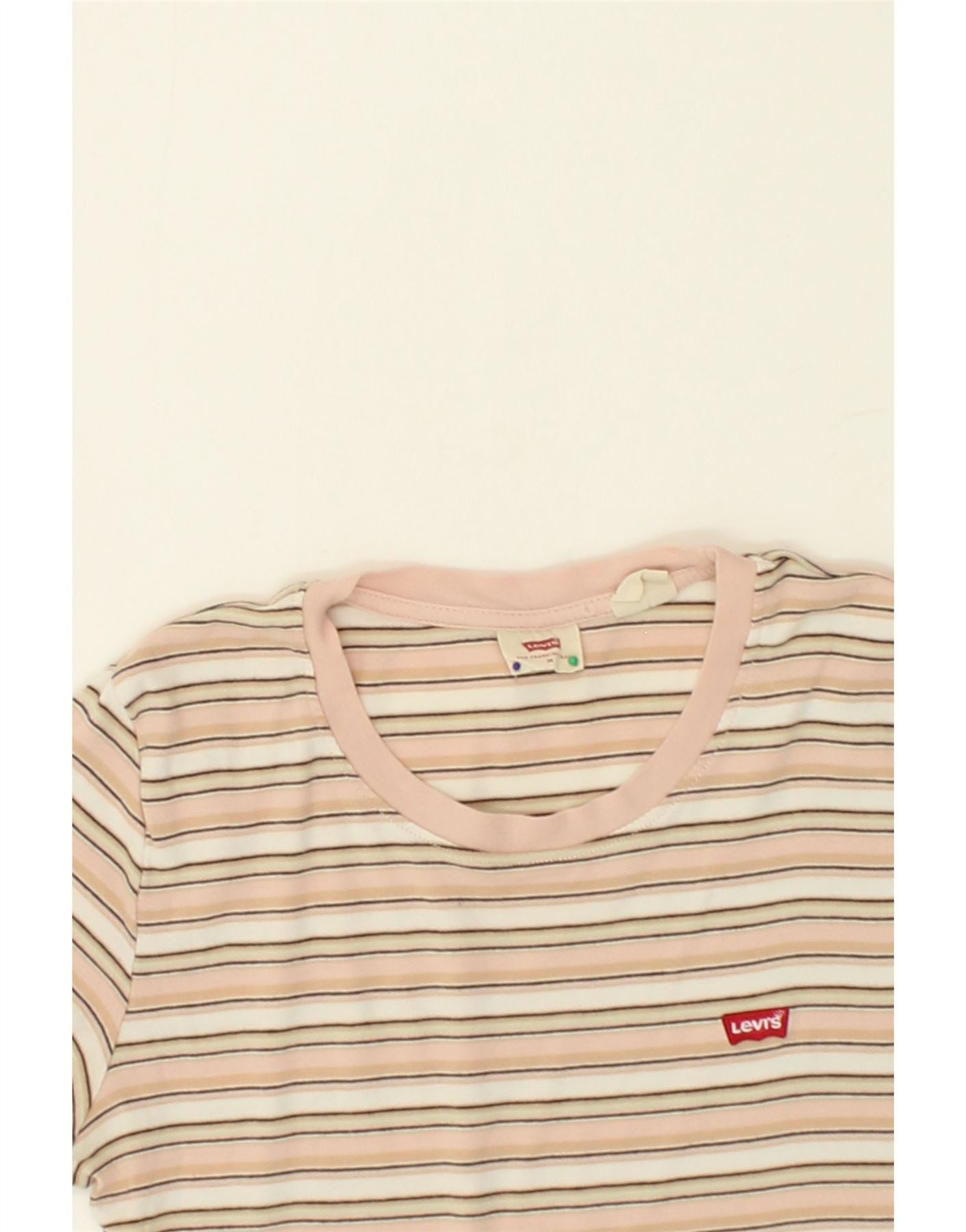 LEVI'S Womens T-Shirt Top UK 12 Medium Pink Striped Vintage Levi's and Second-Hand Levi's from Messina Hembry