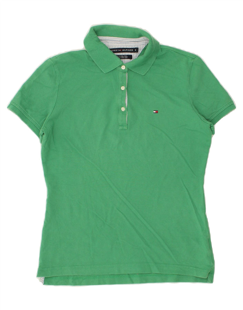 TOMMY HILFIGER Womens Polo Shirt UK 12 Medium Green Cotton | Vintage Tommy Hilfiger | Thrift | Second-Hand Tommy Hilfiger | Used Clothing | Messina Hembry 