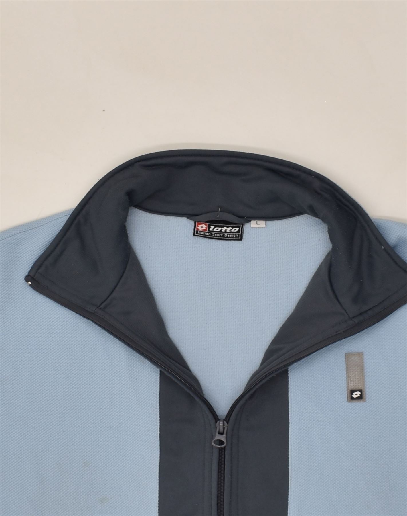 LOTTO Mens Tracksuit Top Jacket Large Blue Colourblock Polyester | Vintage Lotto | Thrift | Second-Hand Lotto | Used Clothing | Messina Hembry