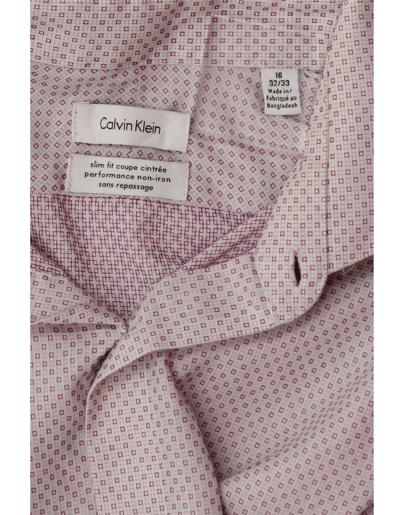 CALVIN KLEIN Mens Slim Fit Shirt Size 16 Large Pink Spotted Cotton Vintage Calvin Klein and Second-Hand Calvin Klein from Messina Hembry