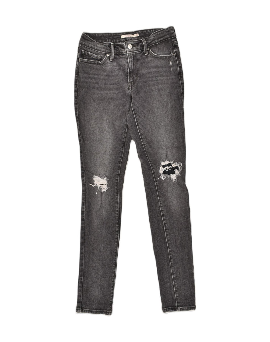 Black distressed clearance levis