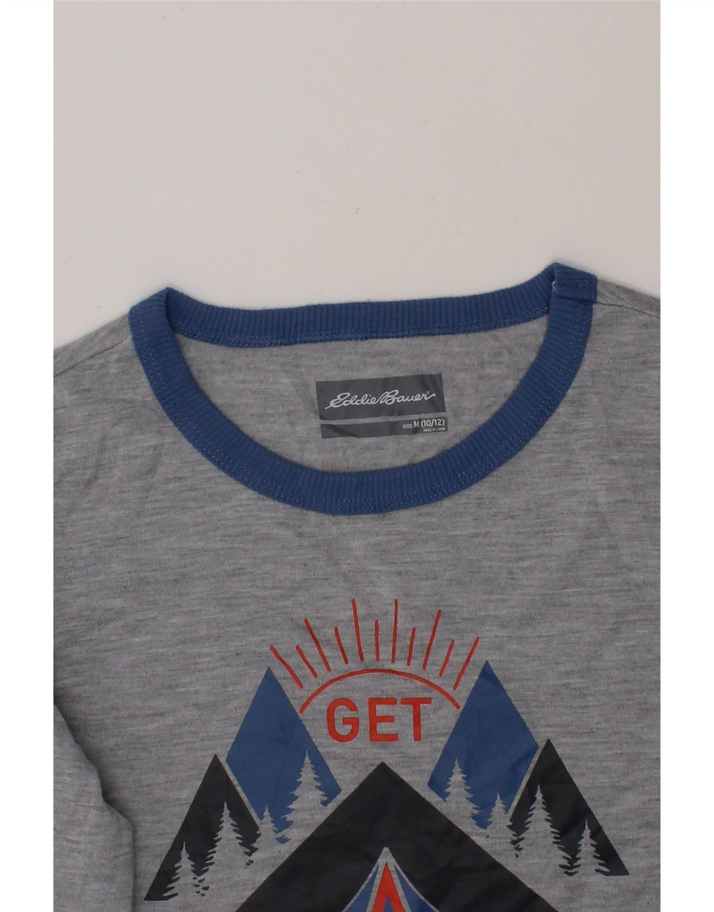 EDDIE BAUER Boys Graphic Top Long Sleeve 10-11 Years Medium  Grey Nature Vintage Eddie Bauer and Second-Hand Eddie Bauer from Messina Hembry