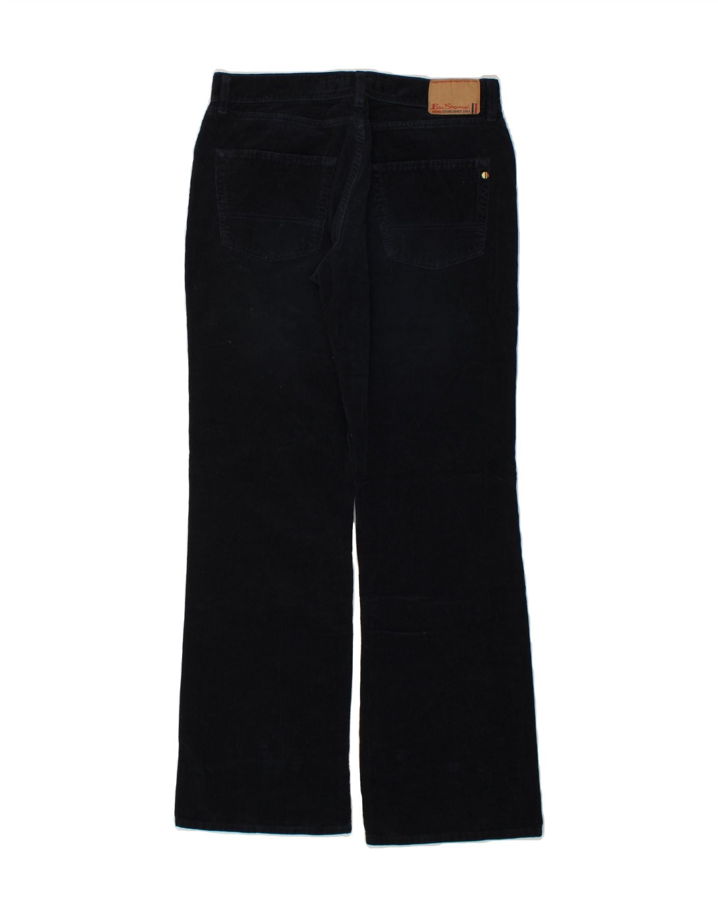 BEN SHERMAN Womens Bootcut Corduroy Trousers W34 L34 Navy Blue Cotton Vintage Ben Sherman and Second-Hand Ben Sherman from Messina Hembry