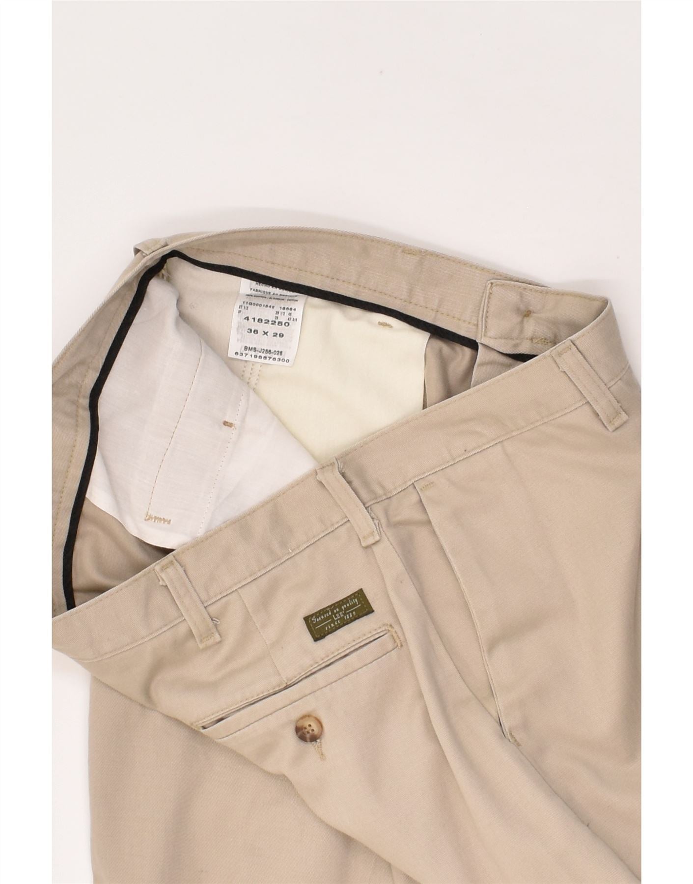 LEE Mens Slim Chino Trousers W36 L25 Beige Cotton | Vintage Lee | Thrift | Second-Hand Lee | Used Clothing | Messina Hembry