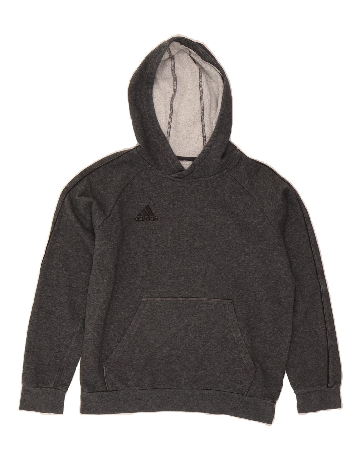 ADIDAS Boys Hoodie Jumper 12-13 Years Grey Cotton Vintage Adidas and Second-Hand Adidas from Messina Hembry