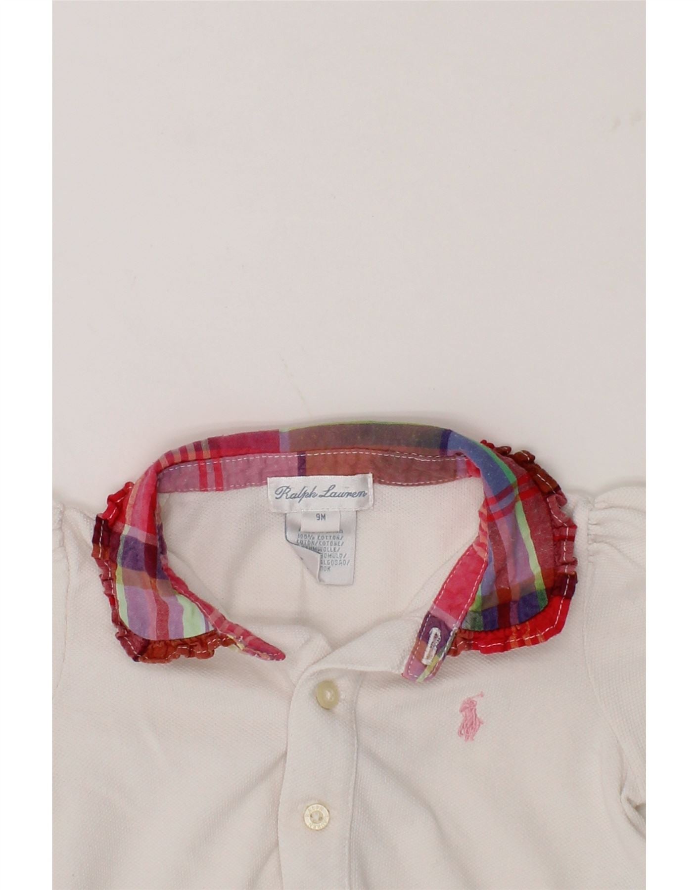 RALPH LAUREN Baby Girls Polo Dress 6-9 Months White Cotton Vintage Ralph Lauren and Second-Hand Ralph Lauren from Messina Hembry