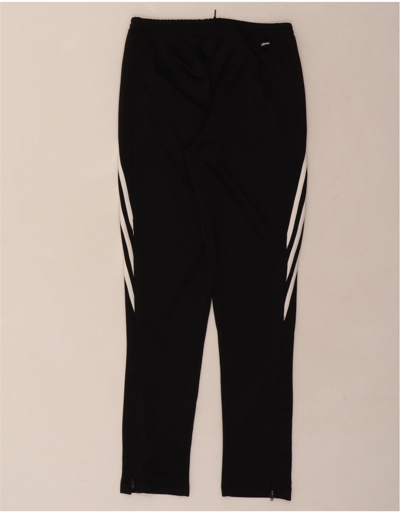 ADIDAS Boys Climalite Tracksuit Trousers 13-14 Years XL Black Polyester Vintage Adidas and Second-Hand Adidas from Messina Hembry