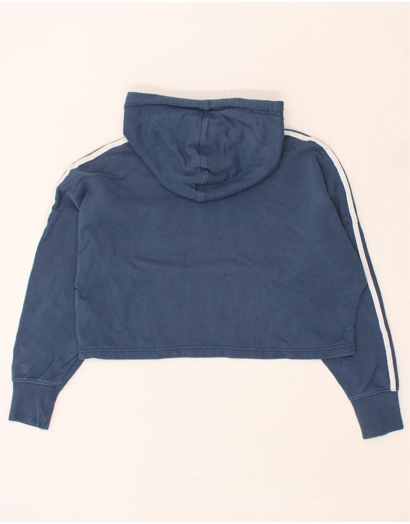 ADIDAS Womens Crop Hoodie Jumper UK 6 XS Navy Blue Cotton | Vintage Adidas | Thrift | Second-Hand Adidas | Used Clothing | Messina Hembry 