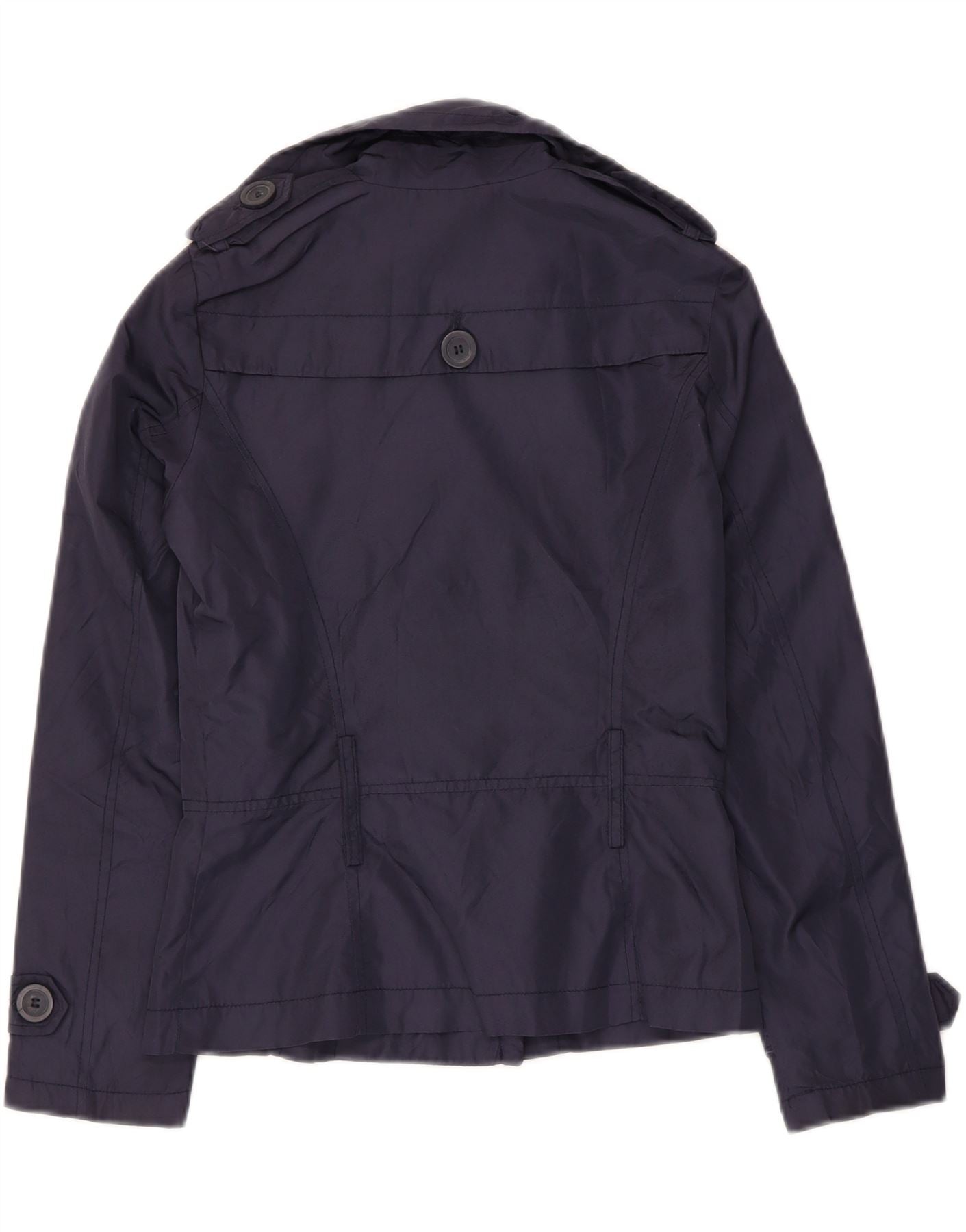 ZARA Womens Short Pea Coat UK 6 XS Navy Blue Nylon Vintage Zara and Second-Hand Zara from Messina Hembry