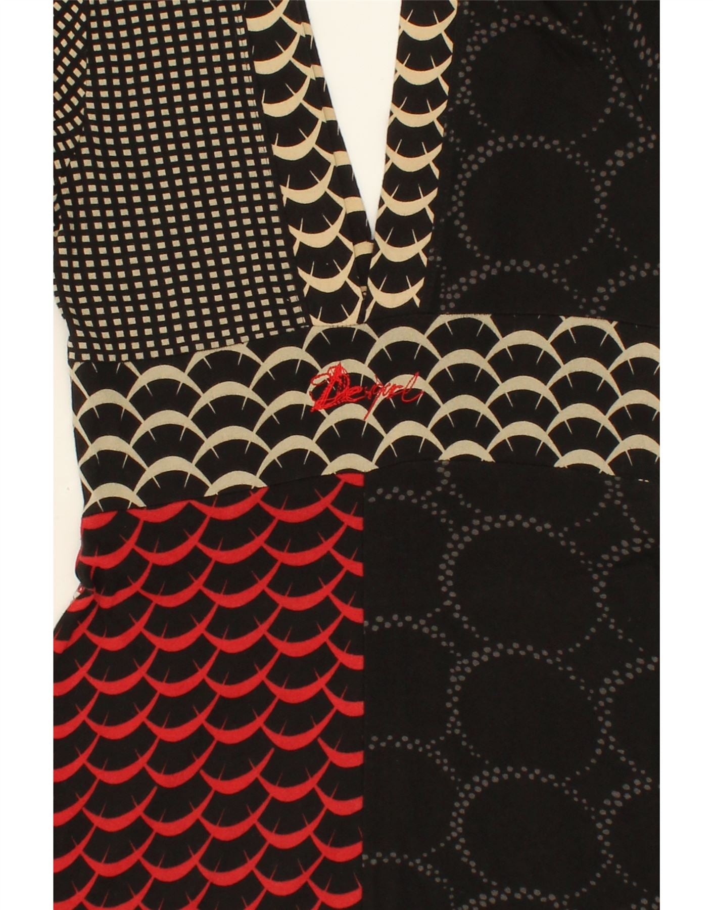 DESIGUAL Womens A-Line Dress UK 6 XS Black Patchwork Vintage Desigual and Second-Hand Desigual from Messina Hembry