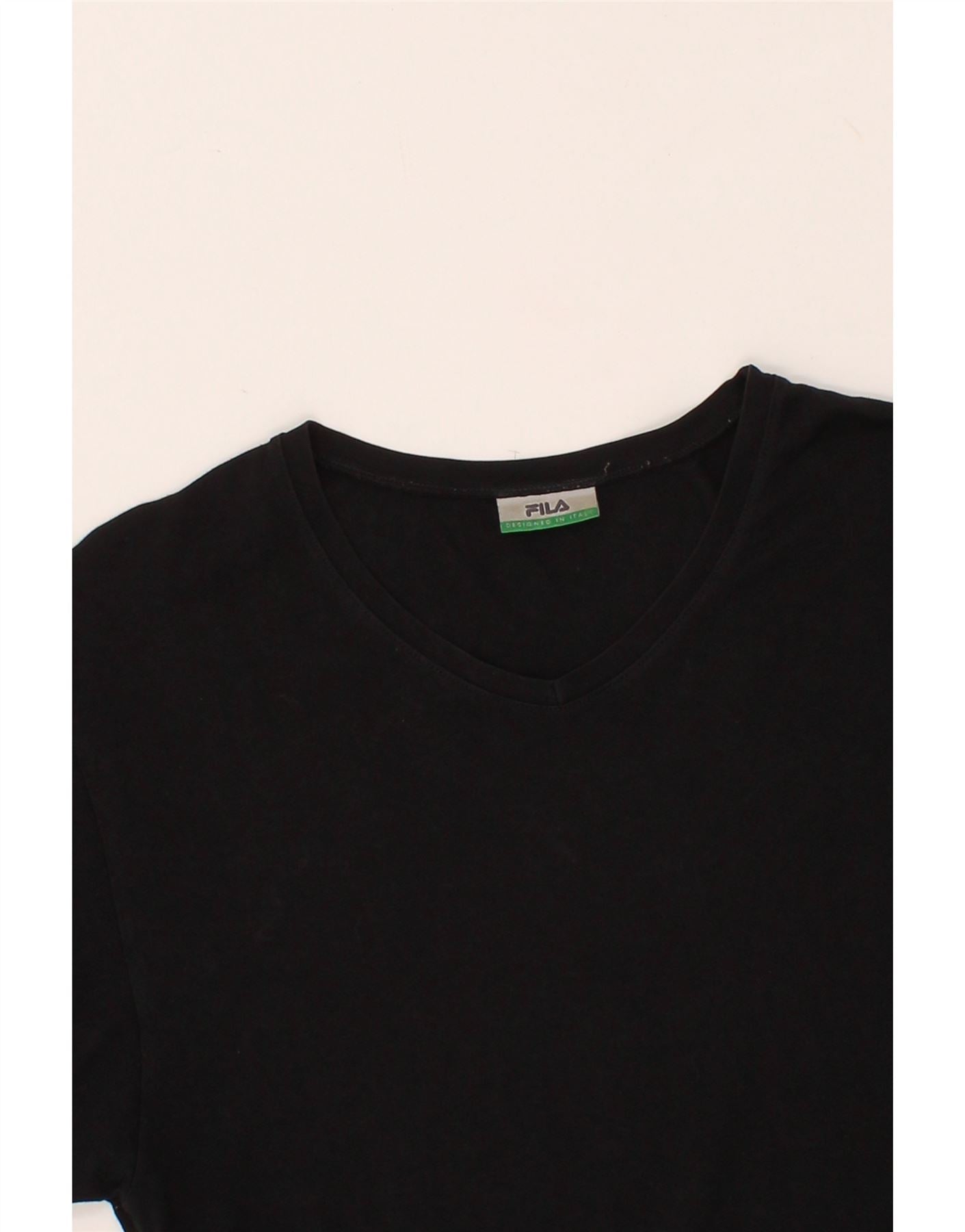 FILA Womens T-Shirt Top UK 12 Medium Black Vintage Fila and Second-Hand Fila from Messina Hembry