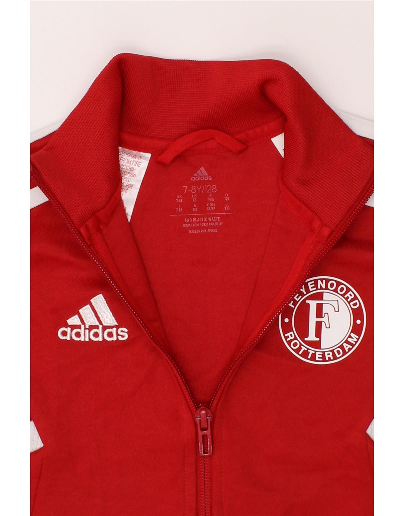 ADIDAS Boys Feyenoord Rotterdam Tracksuit Top Jacket 7-8 Years Red Vintage Adidas and Second-Hand Adidas from Messina Hembry