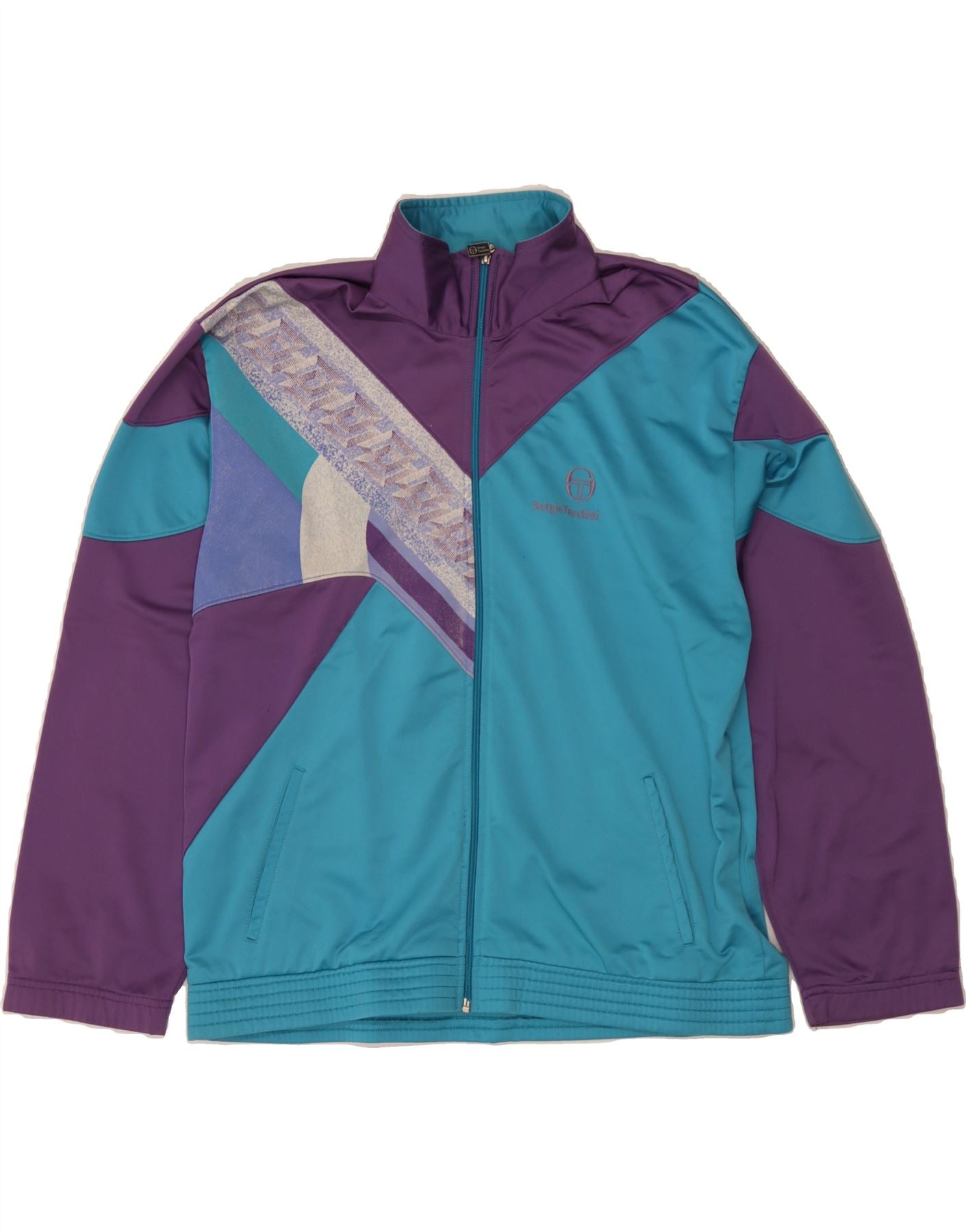 SERGIO TACCHINI Womens Full Tracksuit IT 50 XL  Blue Colourblock Vintage Sergio Tacchini and Second-Hand Sergio Tacchini from Messina Hembry