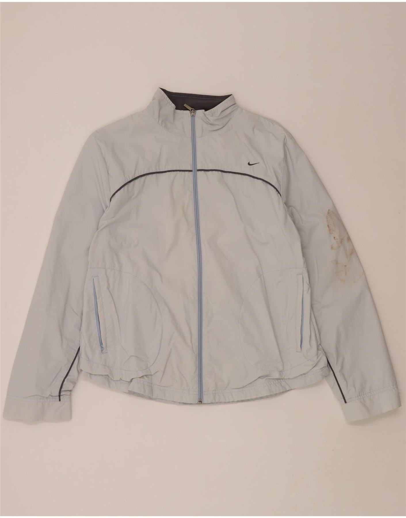 NIKE Womens Tracksuit Top Jacket UK 14/16 Large Blue Polyester Vintage Nike and Second-Hand Nike from Messina Hembry