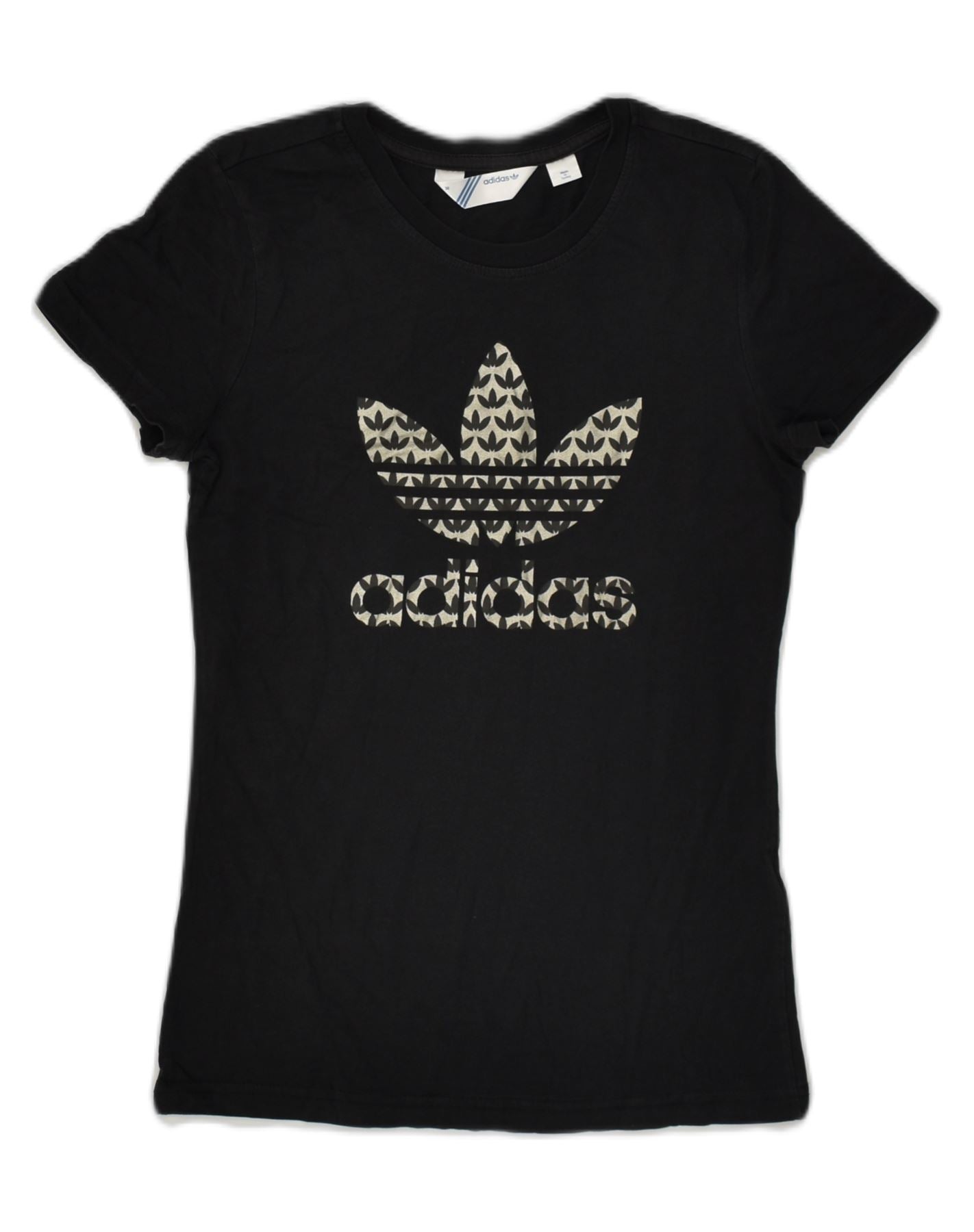 ADIDAS Womens Graphic T-Shirt Top IT 36 XS Black Cotton | Vintage Adidas | Thrift | Second-Hand Adidas | Used Clothing | Messina Hembry