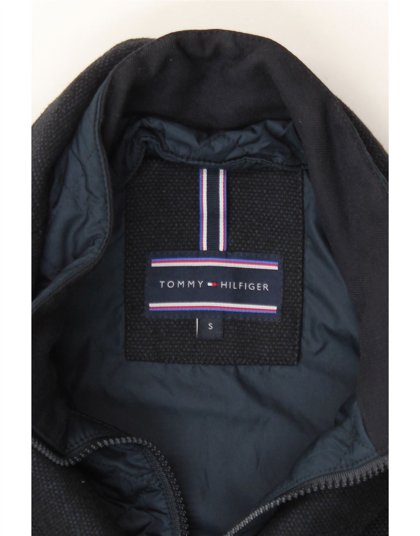 TOMMY HILFIGER Mens Overcoat UK 36 Small Navy Blue Cotton Vintage Tommy Hilfiger and Second-Hand Tommy Hilfiger from Messina Hembry