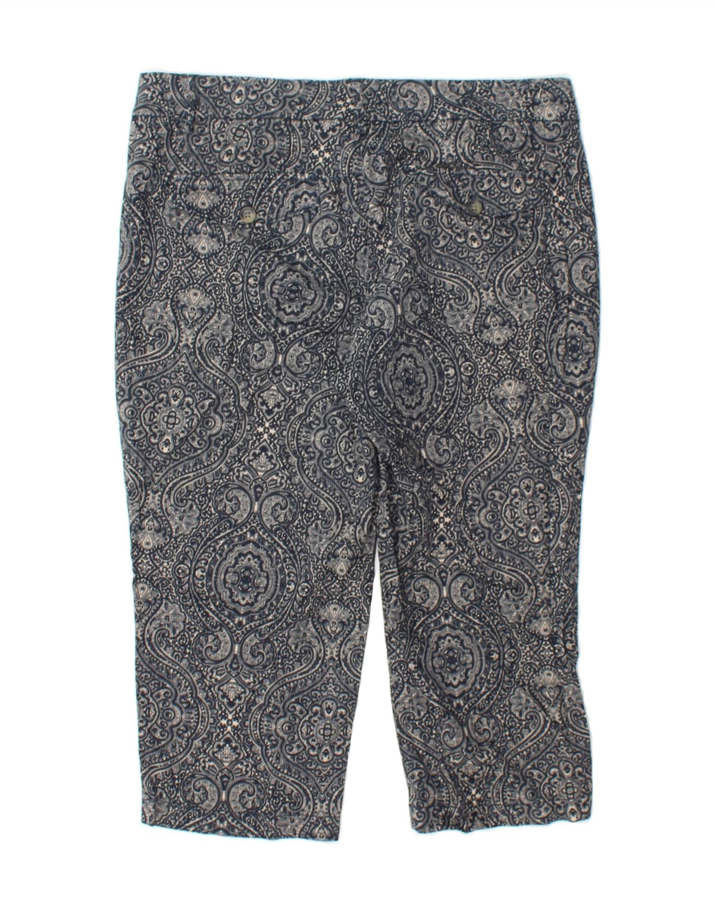 DOCKERS Womens Capri Trousers US 10 Large W32 L20 Navy Blue Paisley Vintage Dockers and Second-Hand Dockers from Messina Hembry