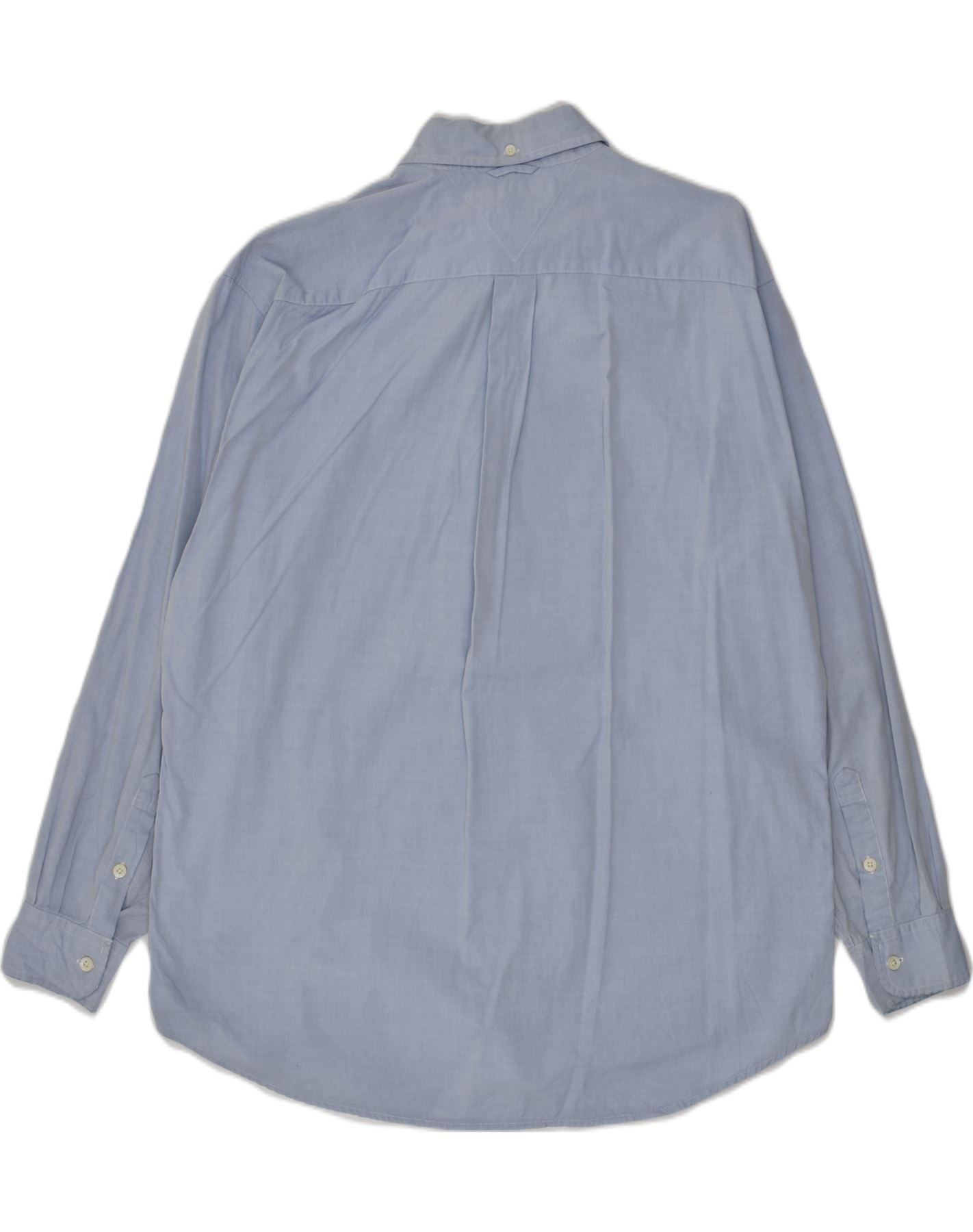 TOMMY HILFIGER Mens 80's 2 ply fabric Shirt Large Blue Cotton | Vintage Tommy Hilfiger | Thrift | Second-Hand Tommy Hilfiger | Used Clothing | Messina Hembry