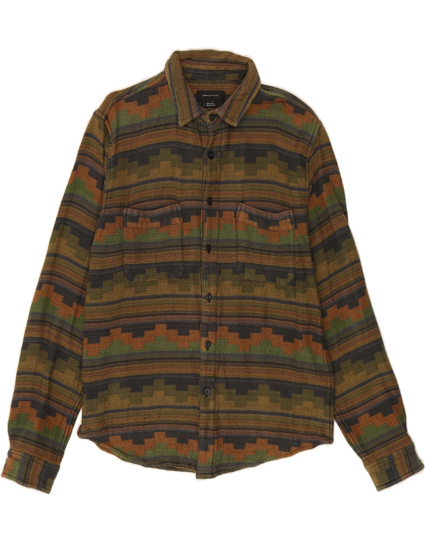 URBAN OUTFITTERS Mens Flannel Shirt Large Multicoloured Geometric Cotton Vintage Urban Outfitters and Second-Hand Urban Outfitters from Messina Hembry