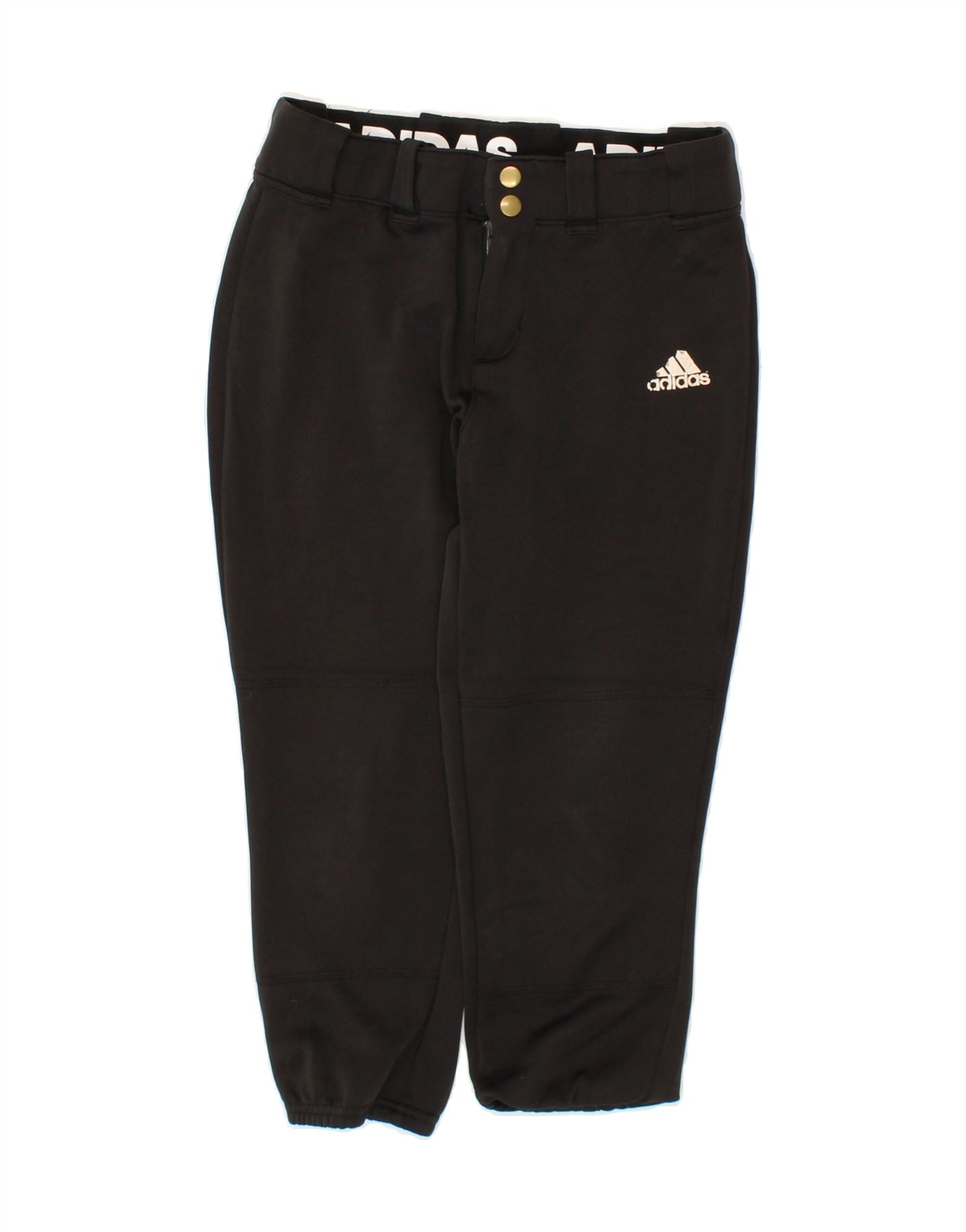 ADIDAS Womens Capri Casual Trousers UK 10 Small W28 L20 Black Polyester Vintage Adidas and Second-Hand Adidas from Messina Hembry
