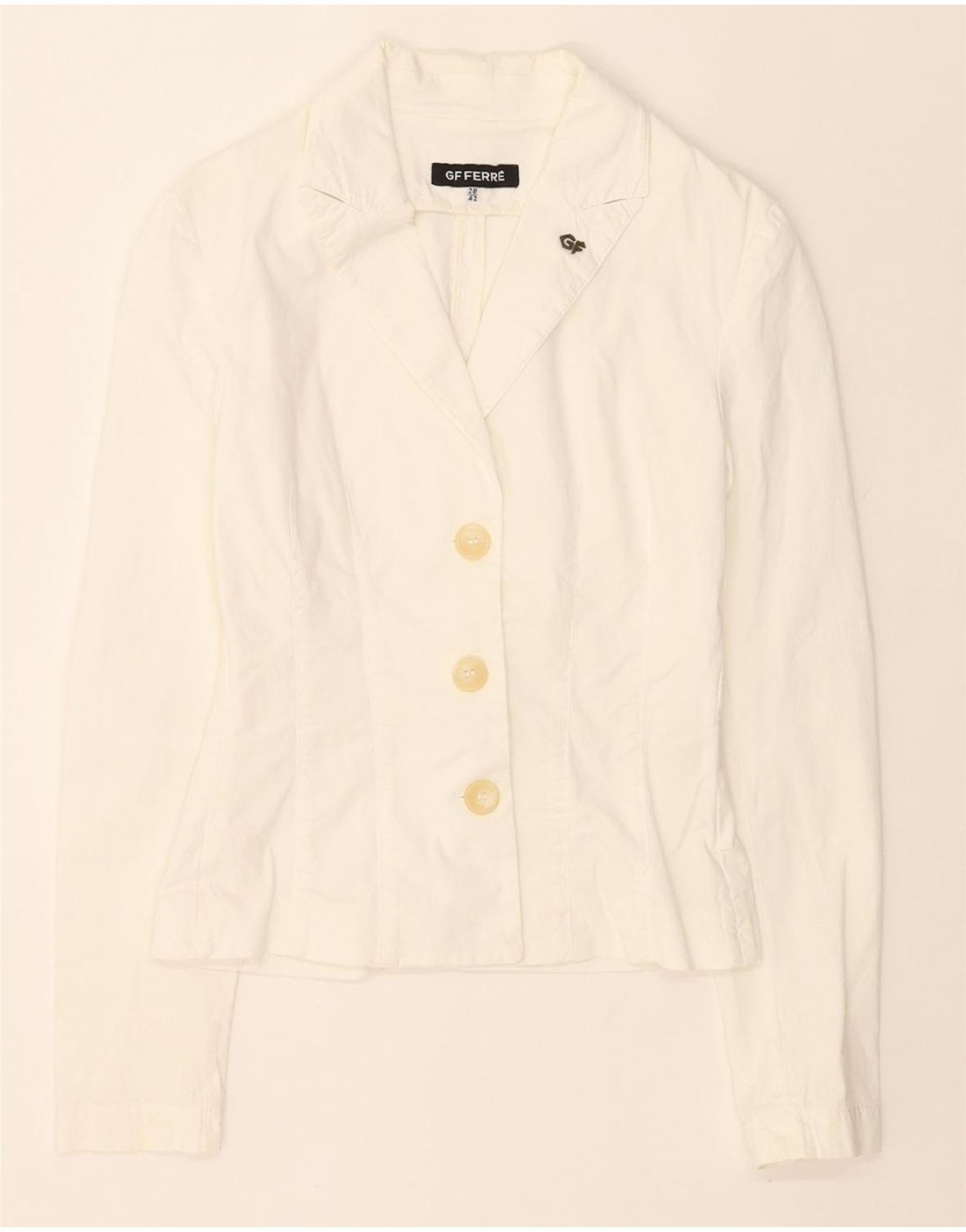 GF FERRE Womens 3 Button Blazer Jacket IT 42 Medium White Vintage GF Ferre and Second-Hand GF Ferre from Messina Hembry