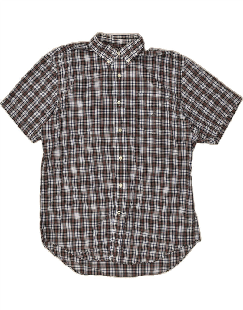 NAUTICA Mens Short Sleeve Shirt Large Grey Check Cotton | Vintage Nautica | Thrift | Second-Hand Nautica | Used Clothing | Messina Hembry 