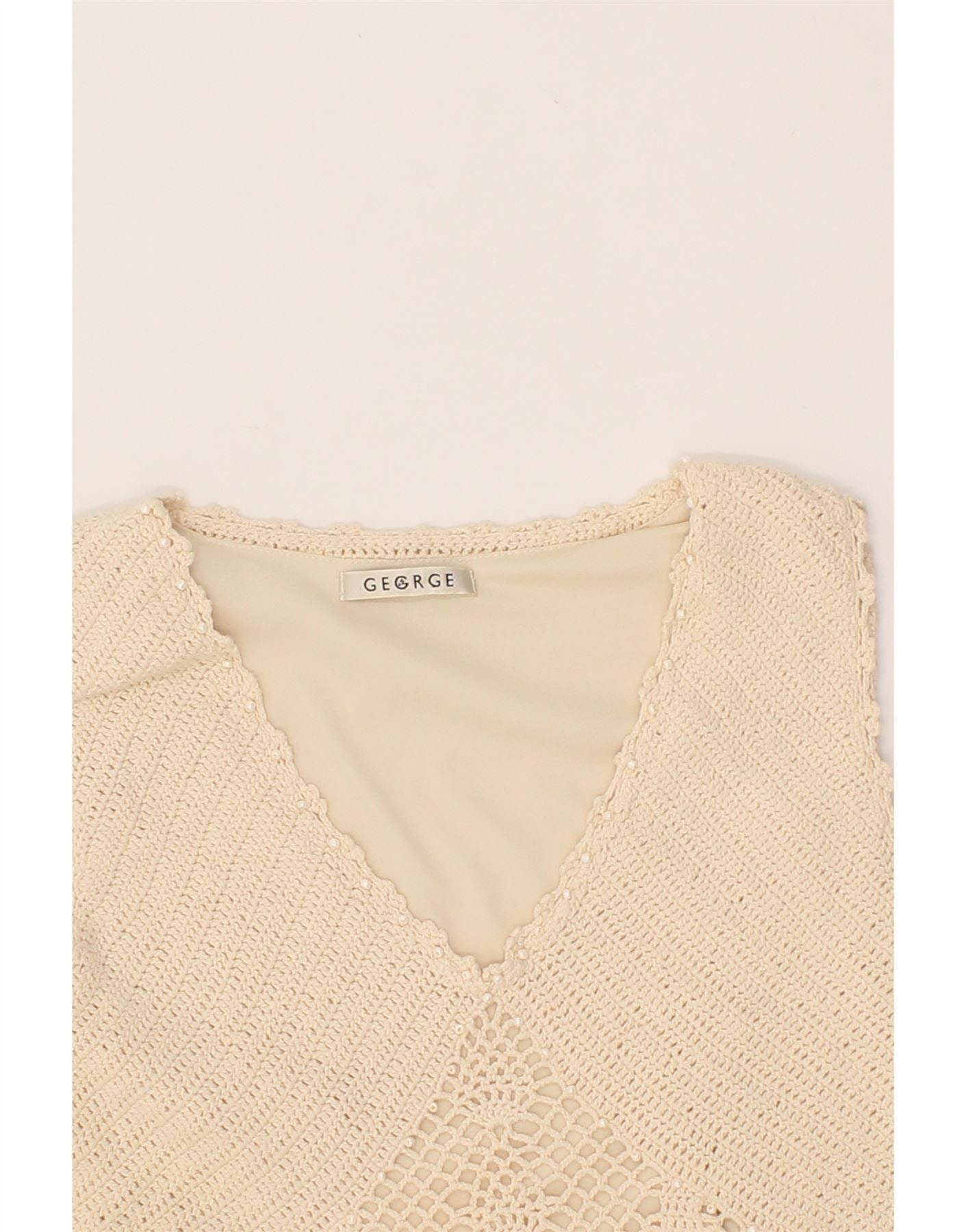 GEORGE Womens Vest Tank Top UK 18 XL  Beige Cotton Vintage George and Second-Hand George from Messina Hembry