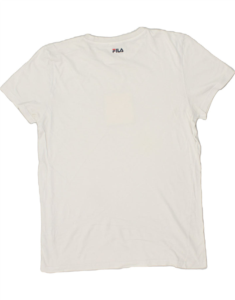 FILA Mens Graphic T-Shirt Top Medium White Cotton | Vintage Fila | Thrift | Second-Hand Fila | Used Clothing | Messina Hembry 
