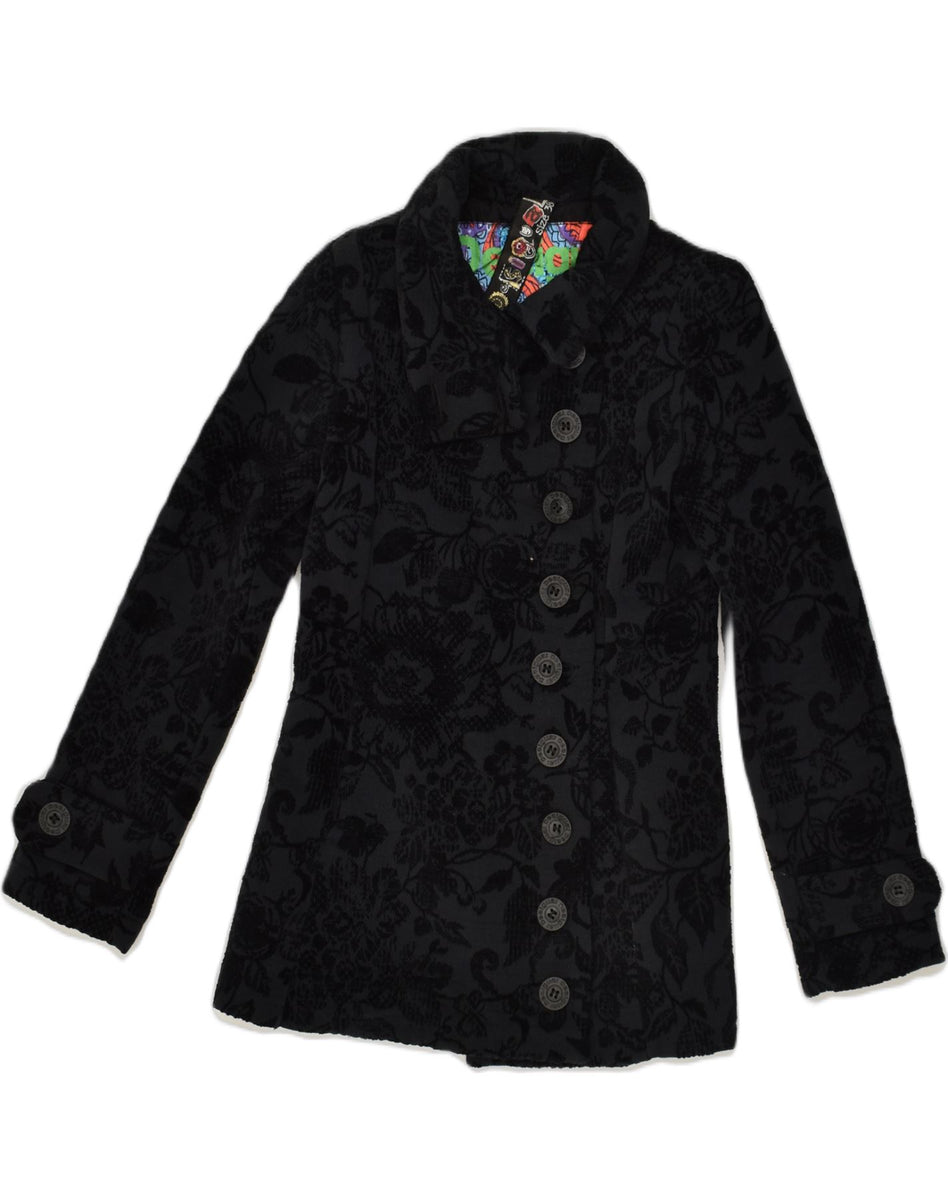 Desigual brocade floral belted pea coat trench size outlet 40