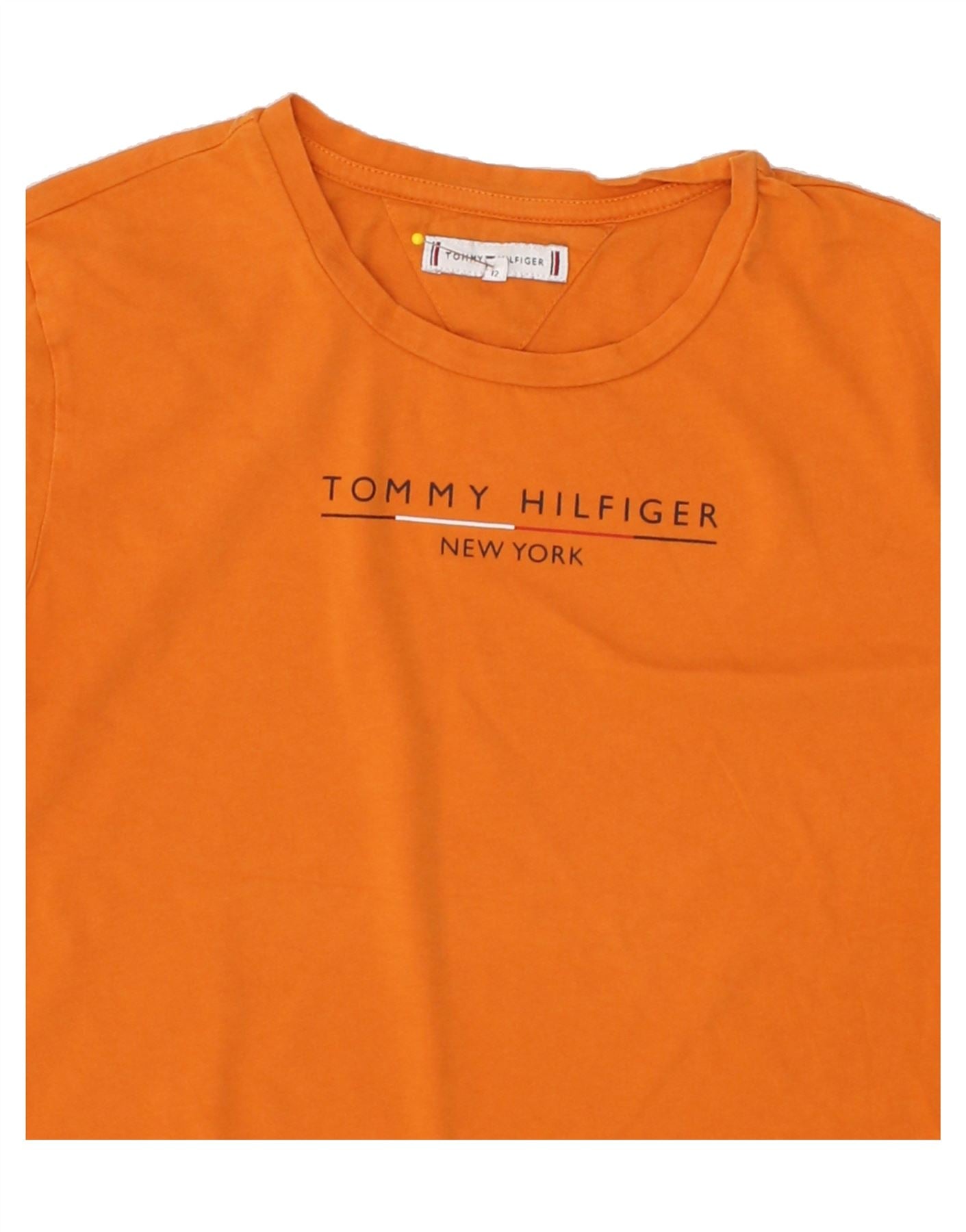 TOMMY HILFIGER Boys Graphic T-Shirt Top 11-12 Years Orange Cotton Vintage Tommy Hilfiger and Second-Hand Tommy Hilfiger from Messina Hembry