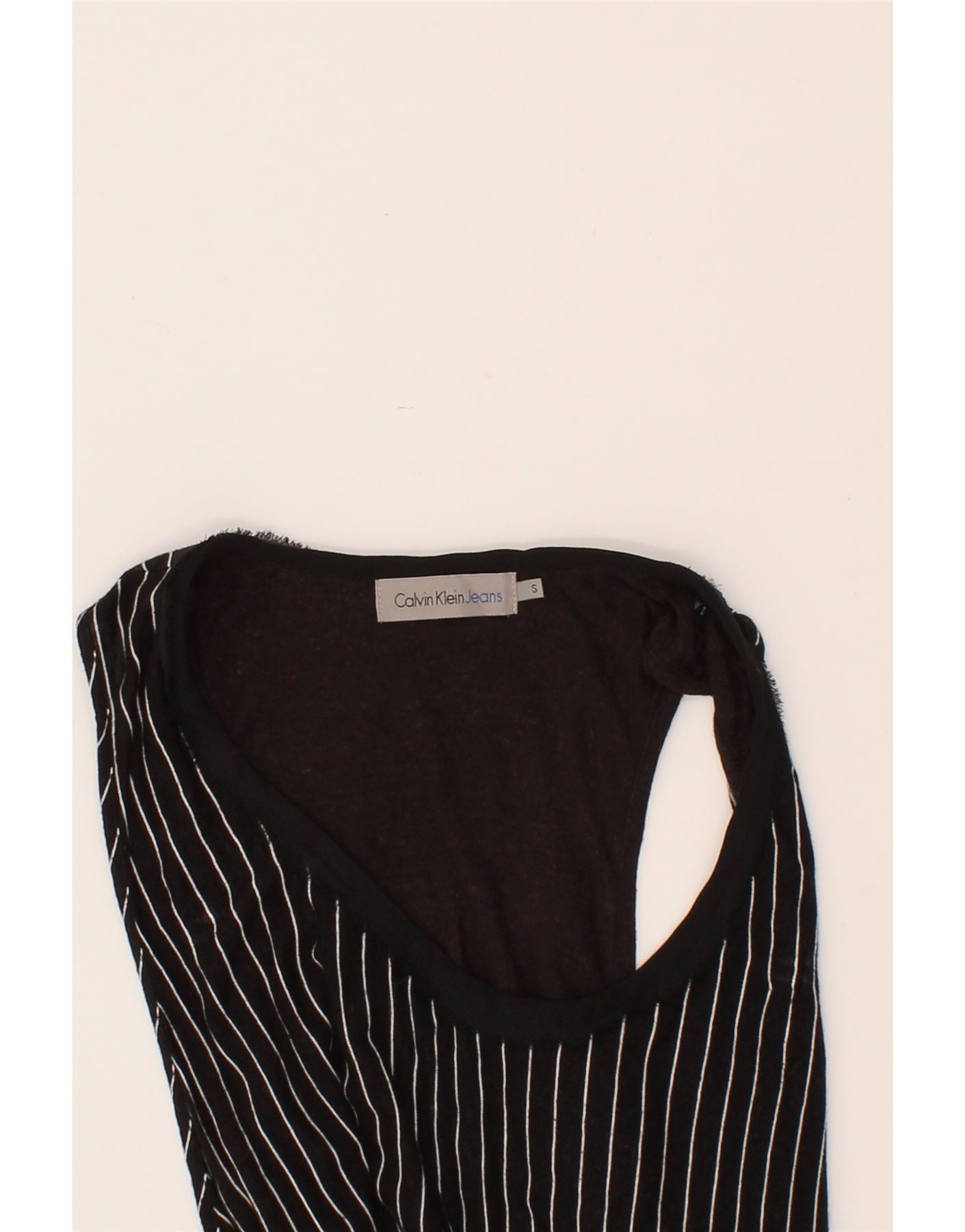 CALVIN KLEIN JEANS Womens Oversized Basic Dress UK 10 Small Black Striped Vintage Calvin Klein Jeans and Second-Hand Calvin Klein Jeans from Messina Hembry