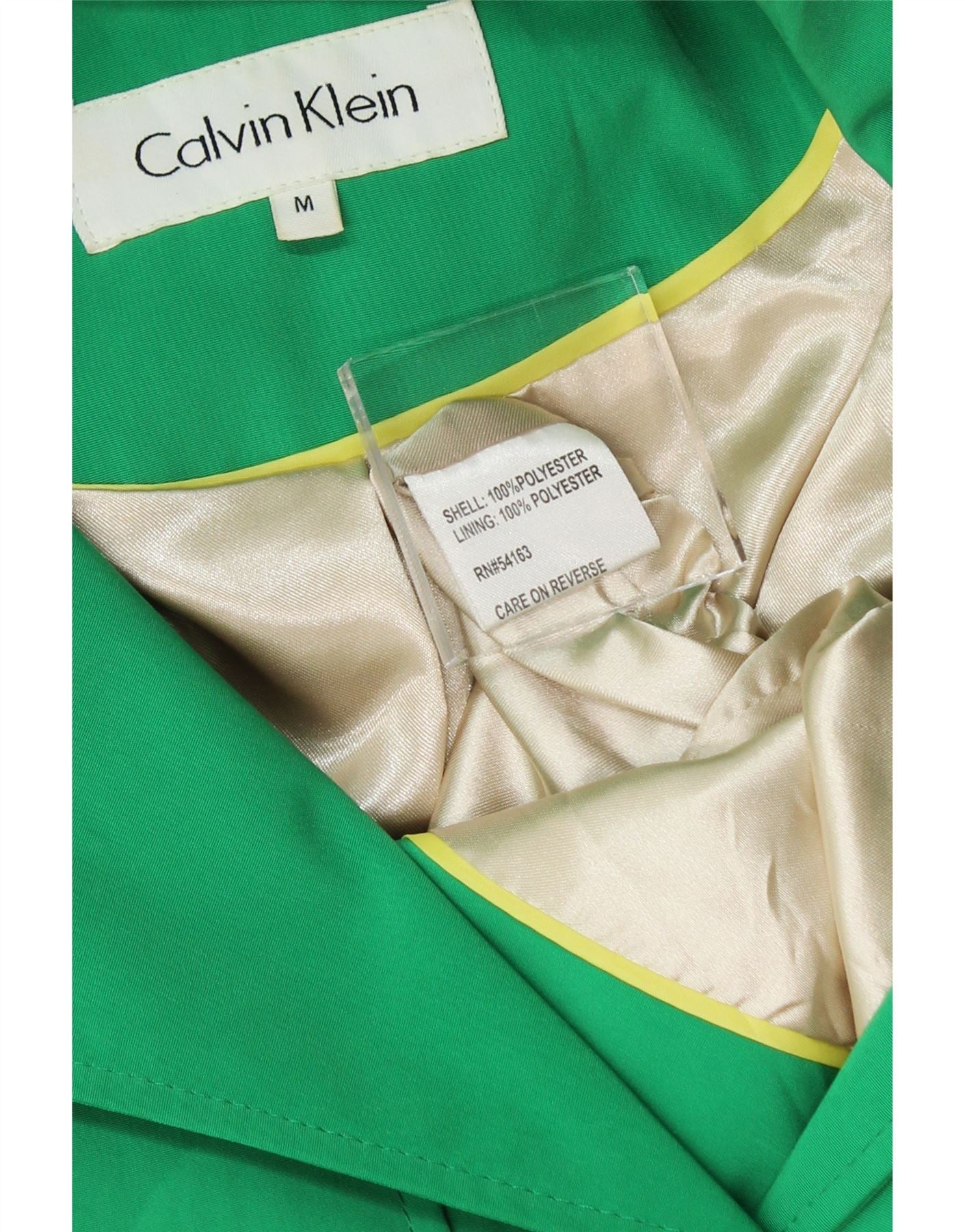 CALVIN KLEIN Womens Hooded Overcoat UK 14 Medium Green Polyester Vintage Calvin Klein and Second-Hand Calvin Klein from Messina Hembry