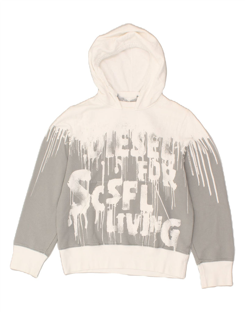 DIESEL Boys Graphic Hoodie Jumper 7-8 Years Grey Colourblock Cotton | Vintage Diesel | Thrift | Second-Hand Diesel | Used Clothing | Messina Hembry 