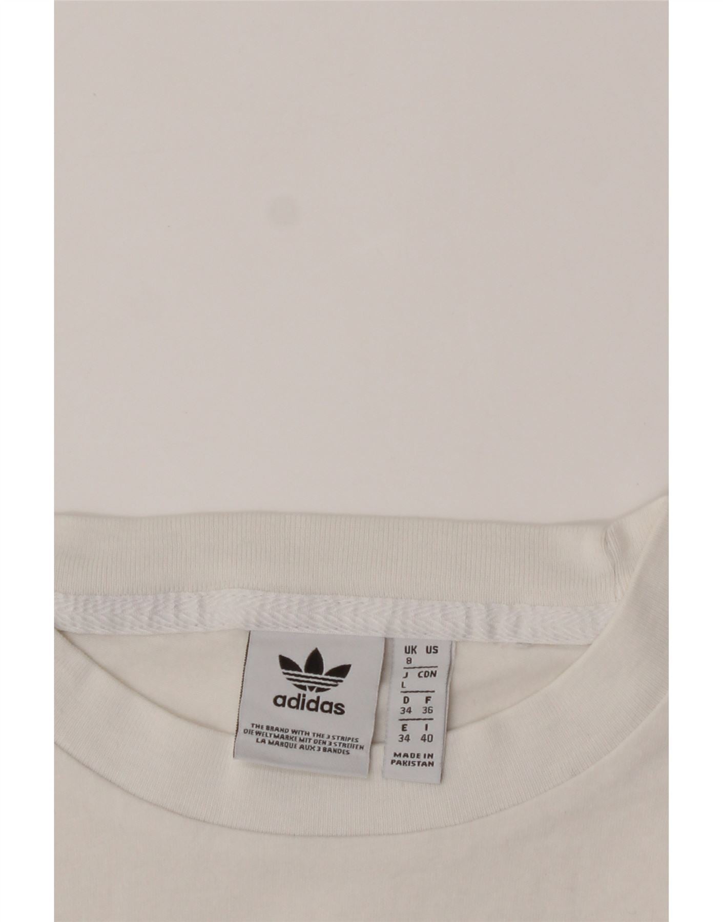 ADIDAS Womens Crop Vest Top UK 8 Small White Cotton Vintage Adidas and Second-Hand Adidas from Messina Hembry