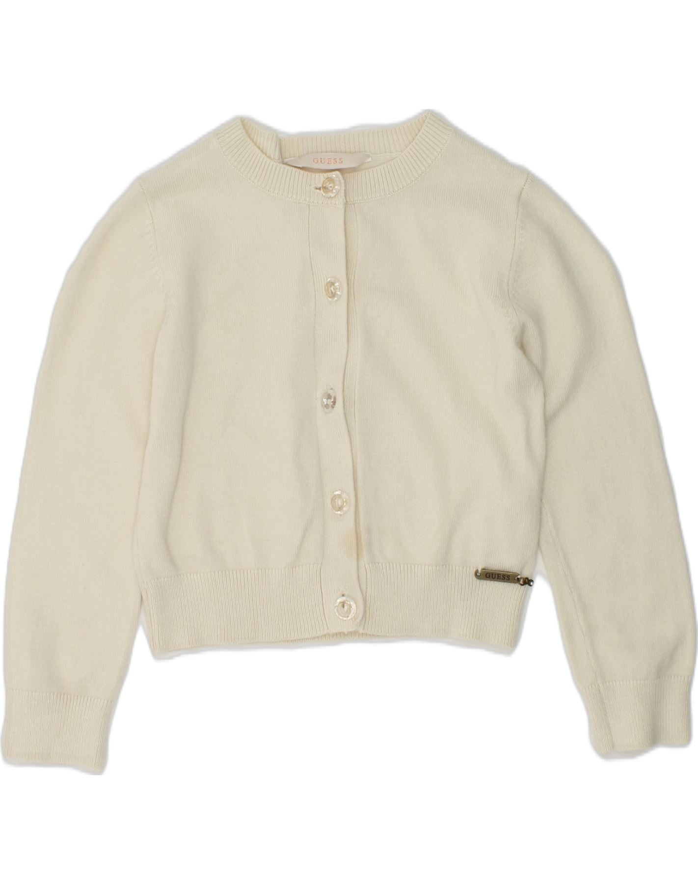 GUESS Baby Girls Cardigan Sweater 18-24 Months Beige Viscose | Vintage Guess | Thrift | Second-Hand Guess | Used Clothing | Messina Hembry