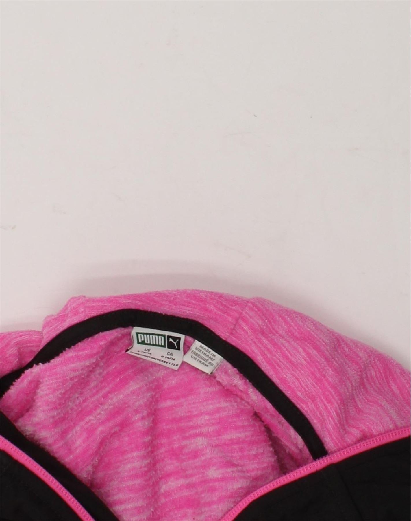 PUMA Girls Zip Hoodie Sweater 14-15 Years Large Pink Colourblock Polyester | Vintage Puma | Thrift | Second-Hand Puma | Used Clothing | Messina Hembry