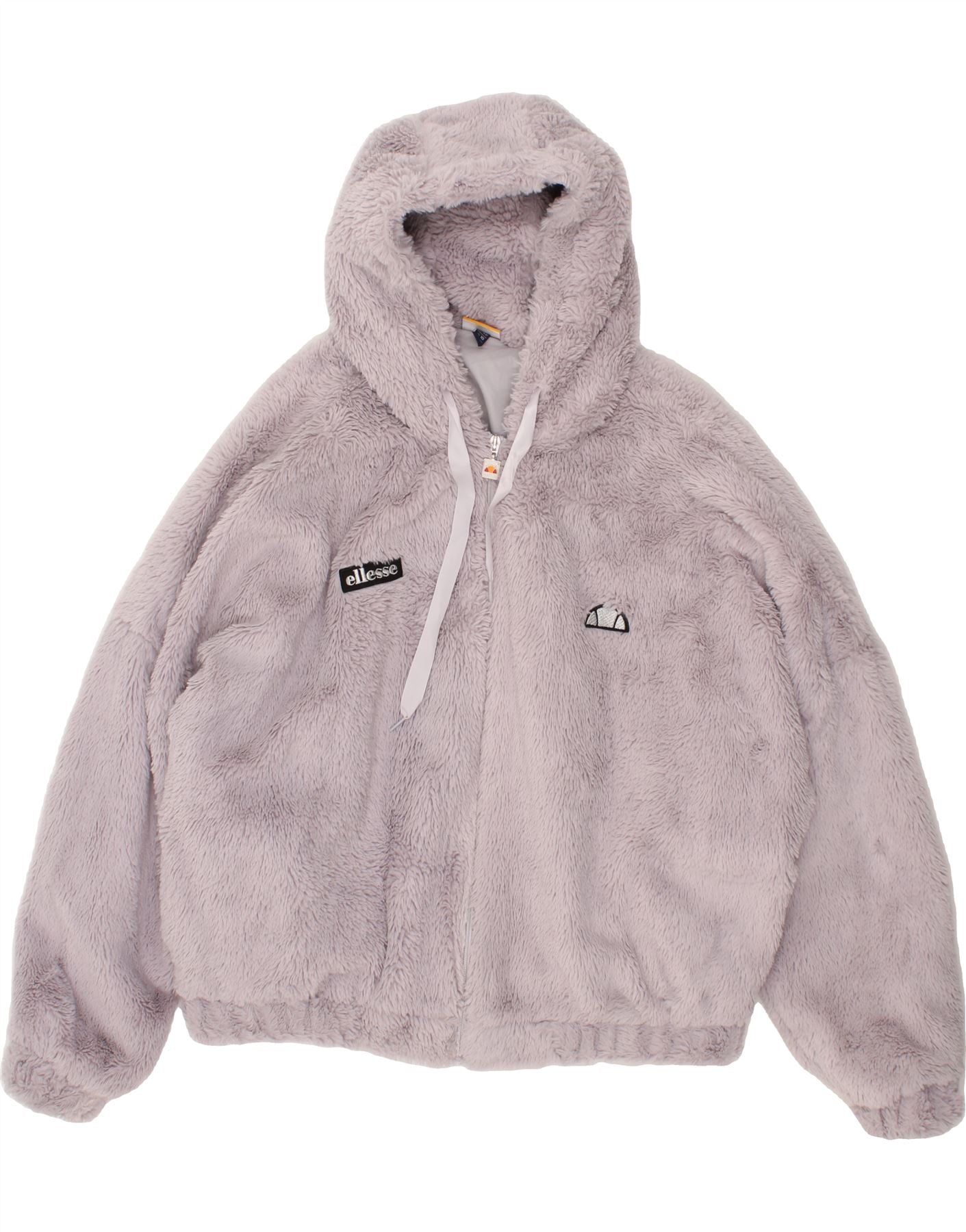 ELLESSE Womens Oversized Hooded Fleece Jacket UK 14 Medium Purple Vintage Ellesse and Second-Hand Ellesse from Messina Hembry