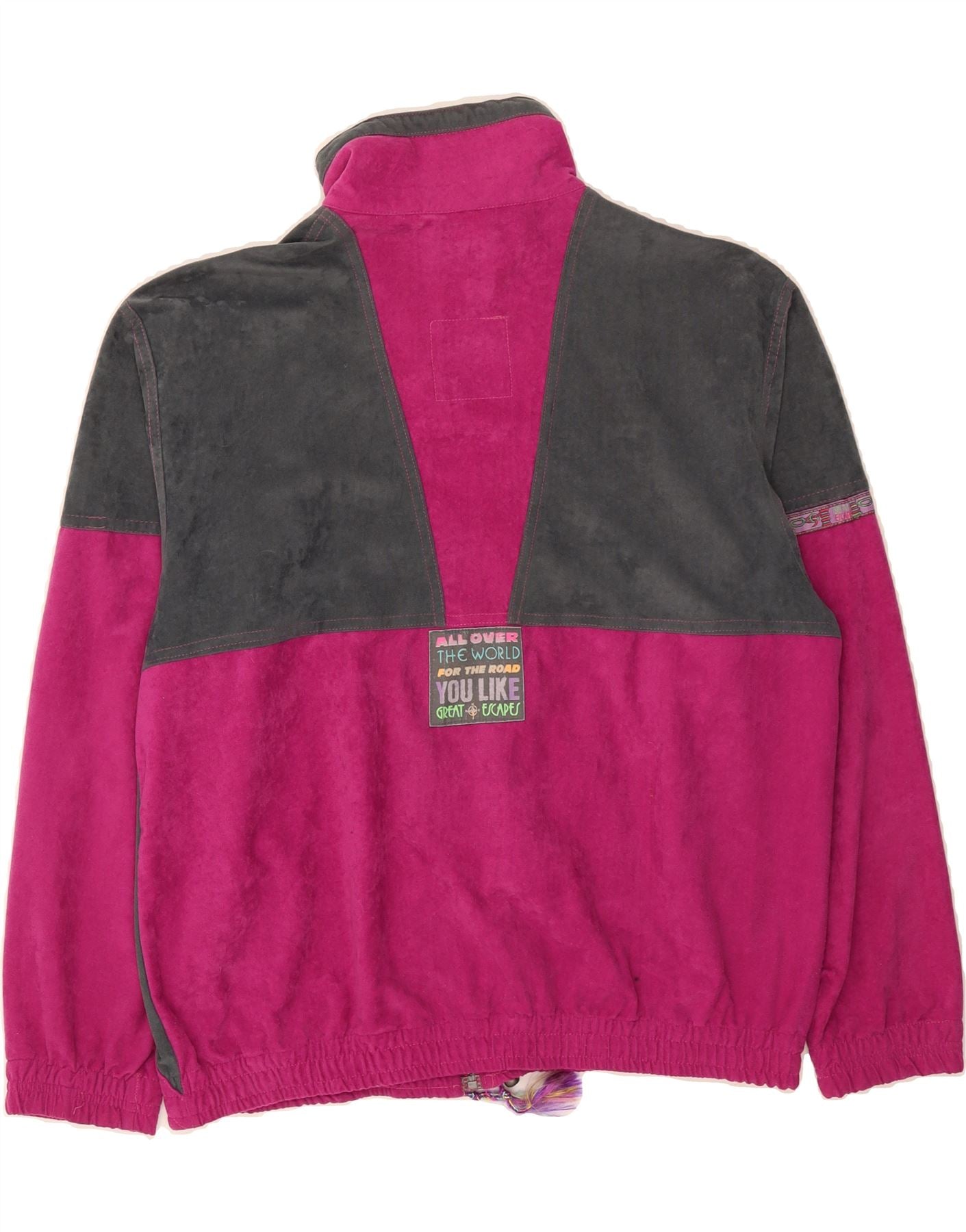 GREAT ESCAPES Womens Tracksuit Top Jacket IT 52 Large Pink Colourblock Vintage Great Escapes and Second-Hand Great Escapes from Messina Hembry