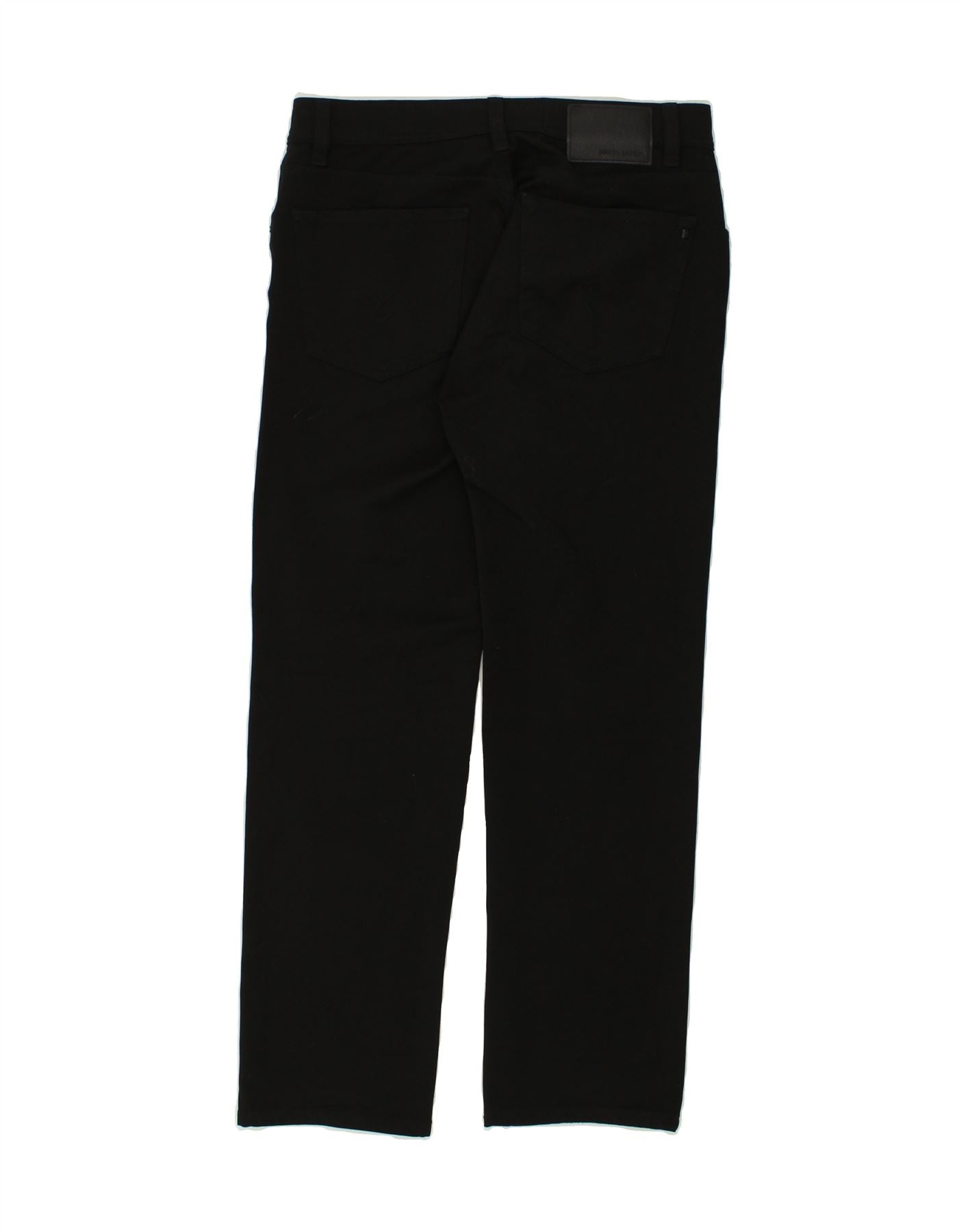 PIERRE CARDIN Mens Straight Casual Trousers W32 L30 Black Polyester Vintage Pierre Cardin and Second-Hand Pierre Cardin from Messina Hembry