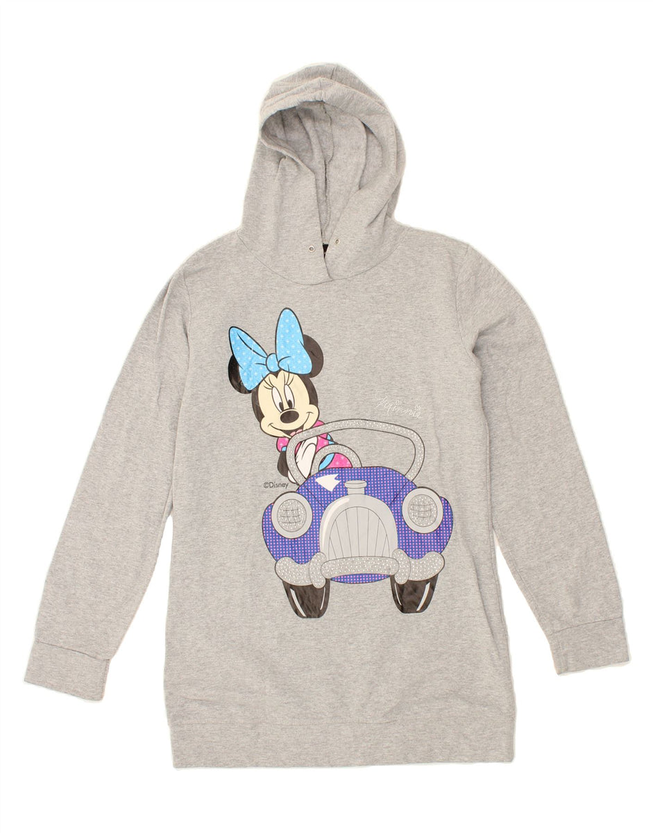 DISNEY Womens Mickey Mouse Graphic Hoodie Jumper UK 12 Medium Grey