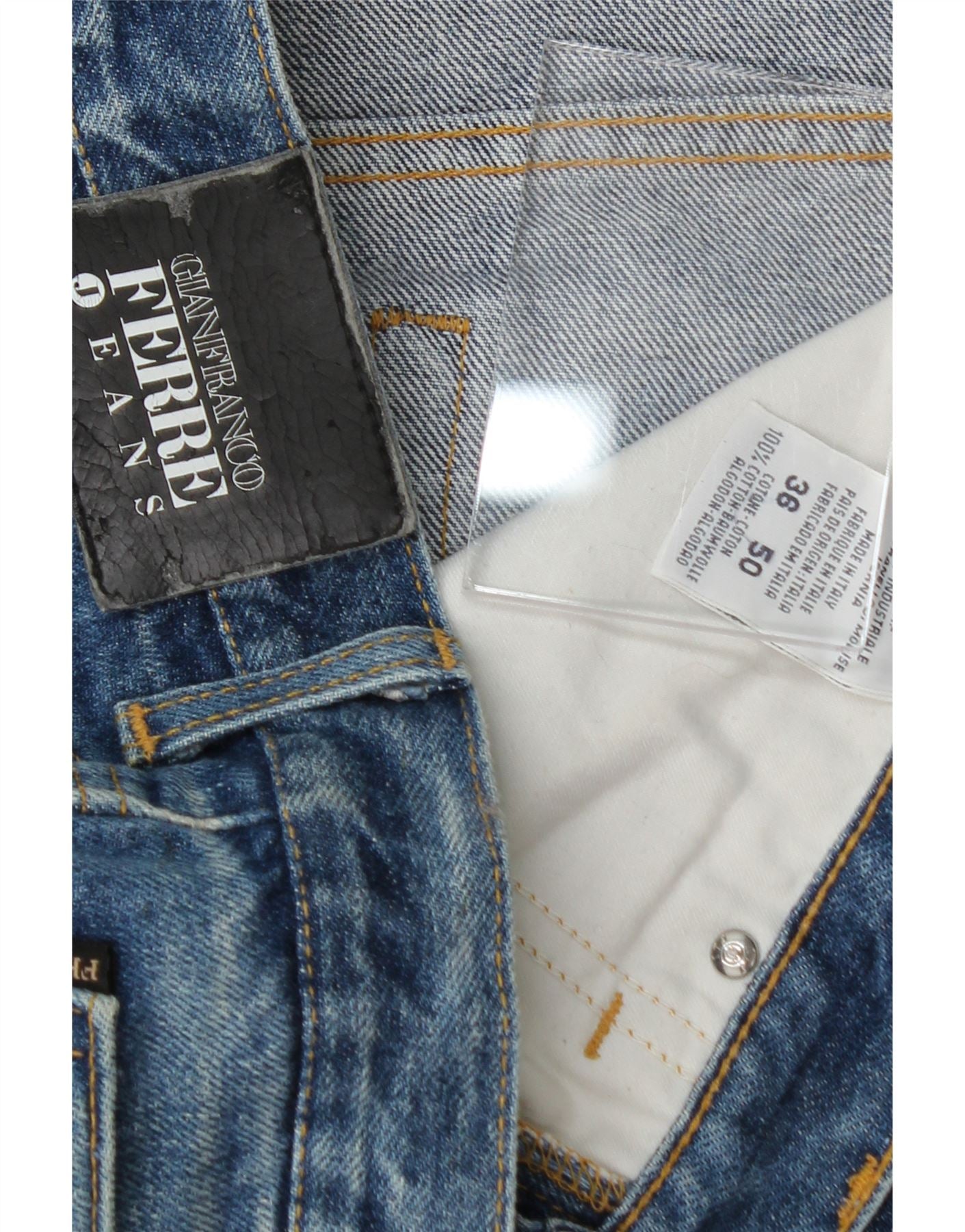 FERRE Mens Straight Jeans W36 L29 Blue Cotton Vintage Ferre and Second-Hand Ferre from Messina Hembry
