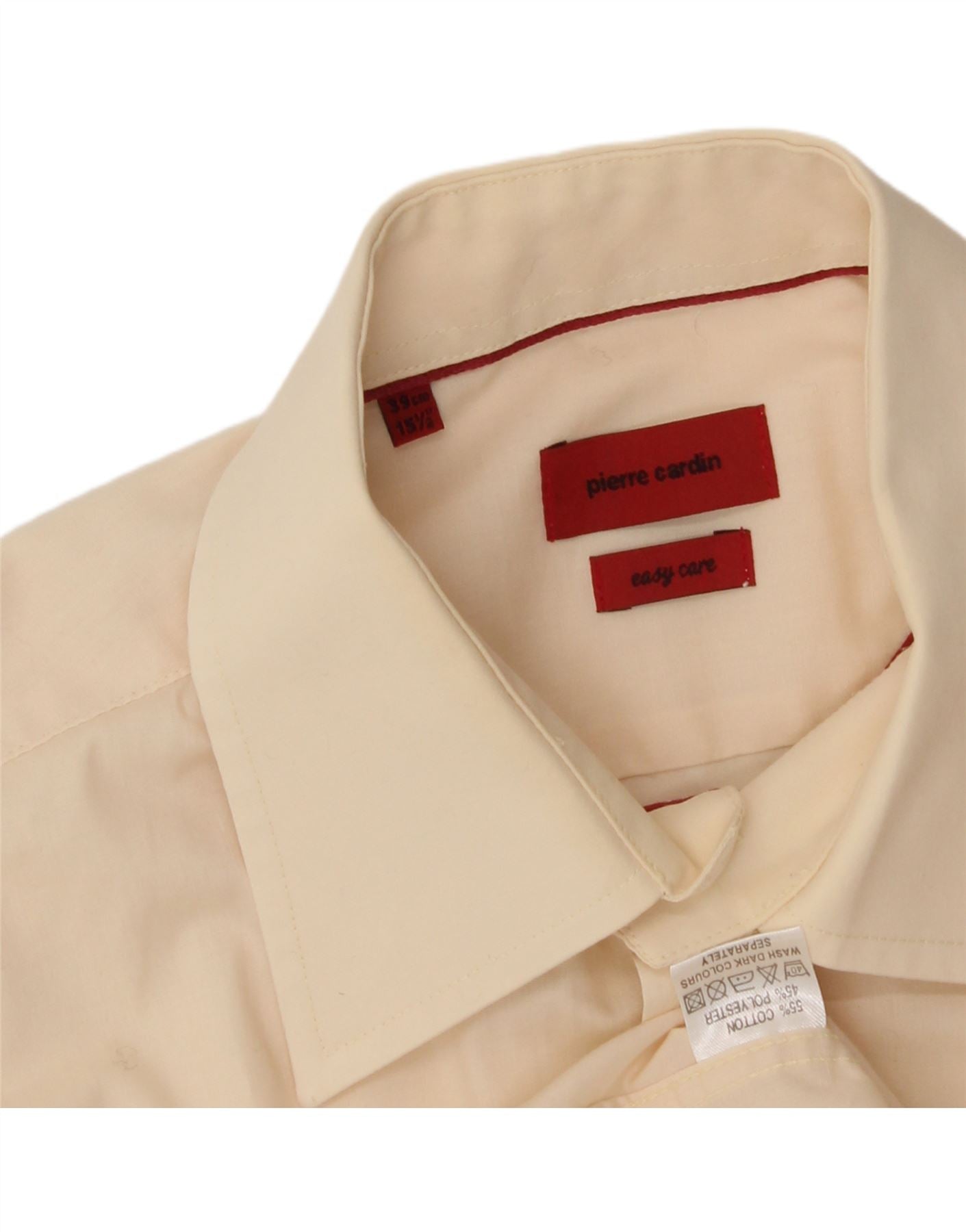 PIERRE CARDIN Mens Easy Care Shirt Size 39 15 1/2 Medium Off White Cotton Vintage Pierre Cardin and Second-Hand Pierre Cardin from Messina Hembry