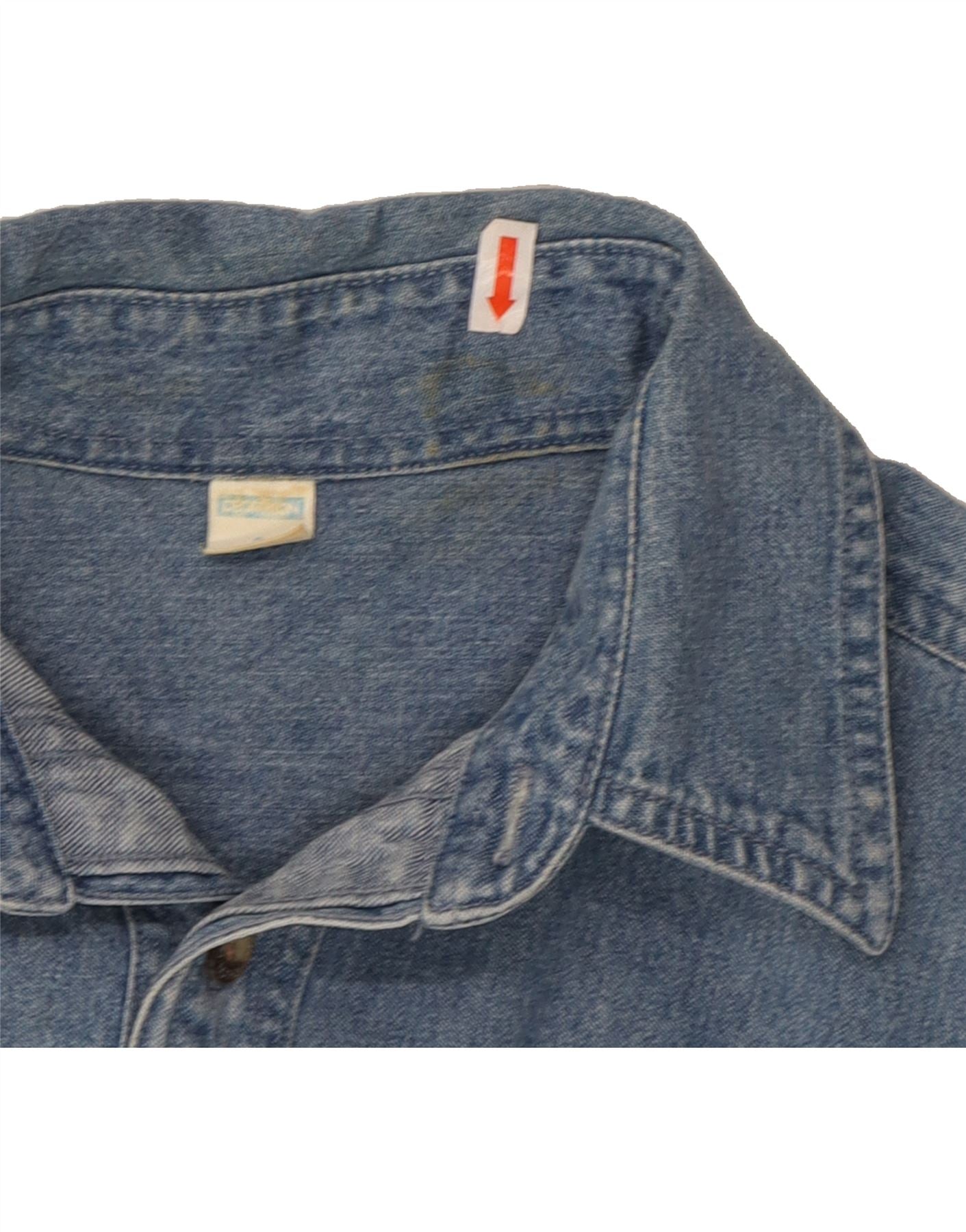 DECATHLON Mens Short Sleeve Denim Shirt Small Blue Cotton Vintage Decathlon and Second-Hand Decathlon from Messina Hembry