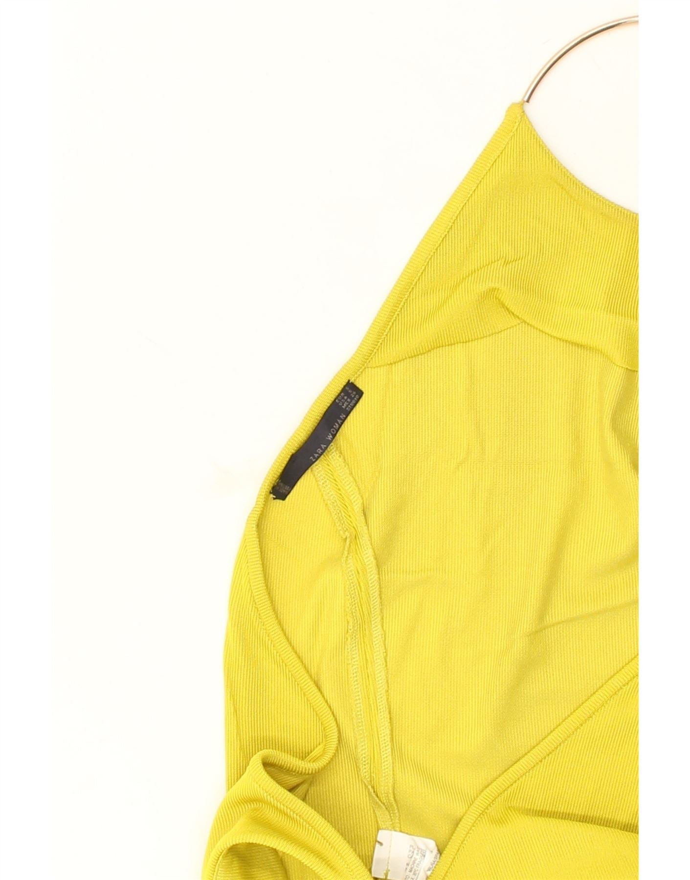 ZARA Womens Halter Top UK 8 Small Yellow Viscose | Vintage Zara | Thrift | Second-Hand Zara | Used Clothing | Messina Hembry