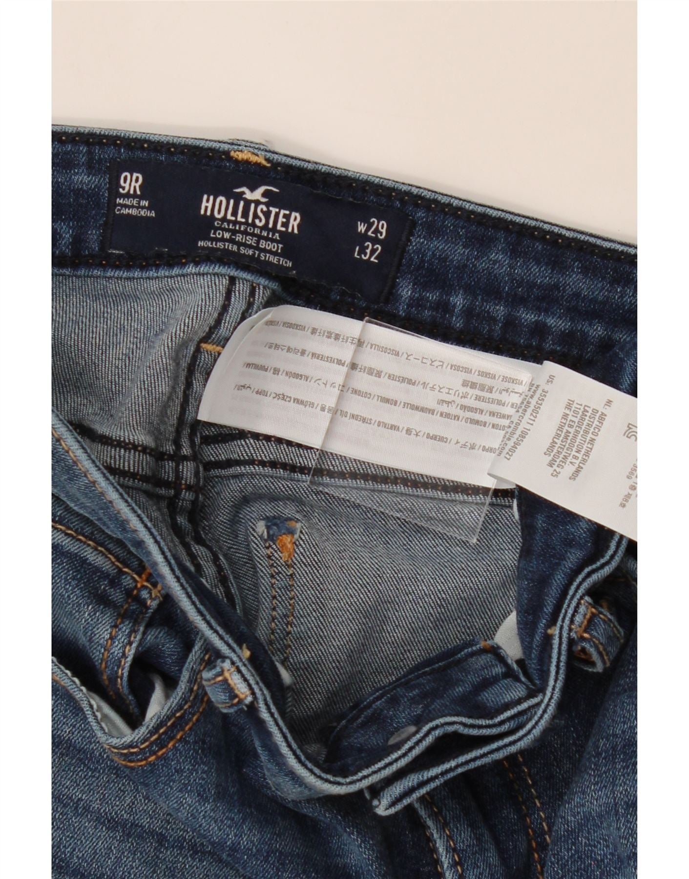 HOLLISTER Womens Distressed Low Waist Bootcut Jeans W29 L30 Blue Cotton Vintage Hollister and Second-Hand Hollister from Messina Hembry