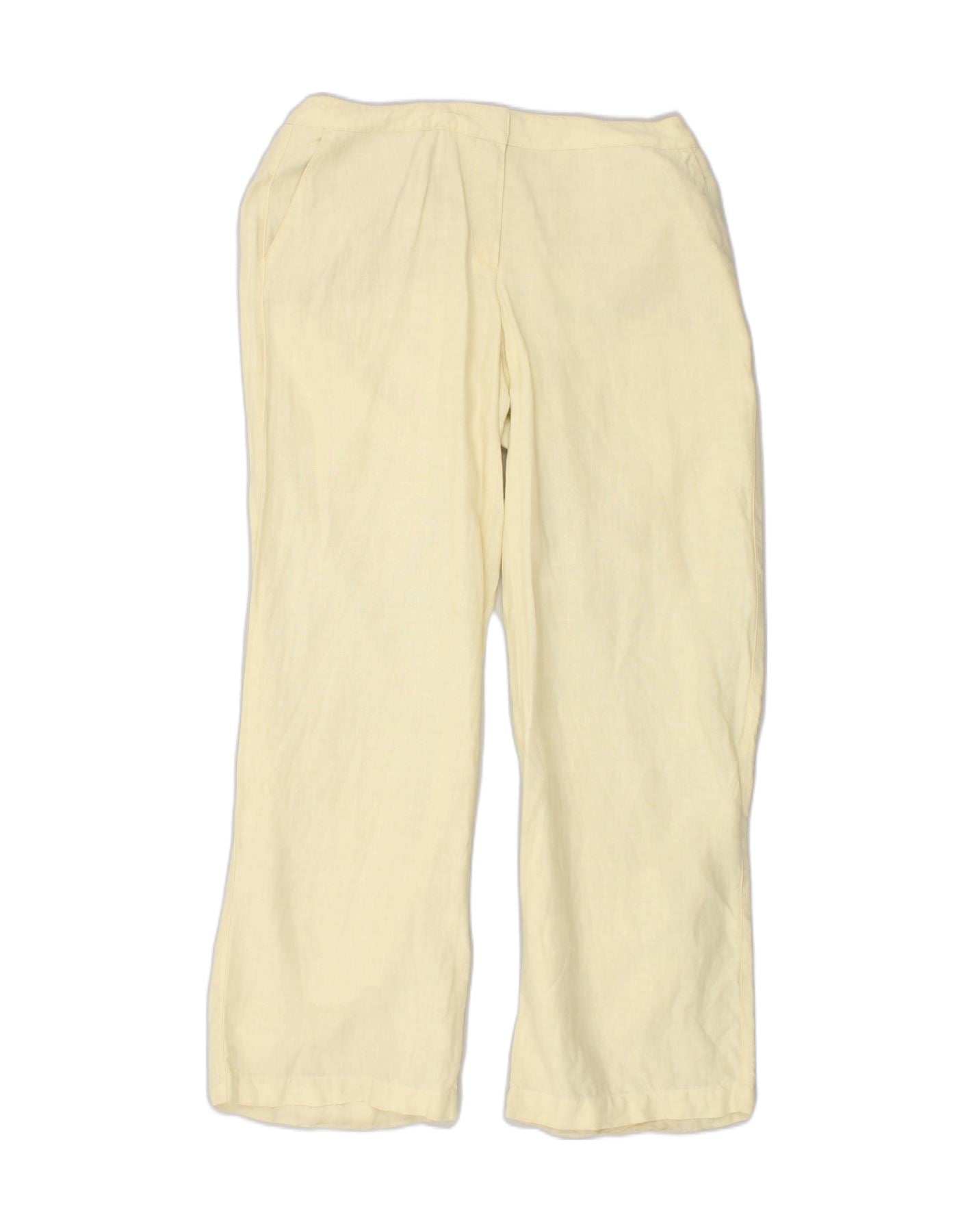 TRUSSARDI Womens Straight Casual Trousers IT 46 Large W30 L31  Beige Linen | Vintage Trussardi | Thrift | Second-Hand Trussardi | Used Clothing | Messina Hembry